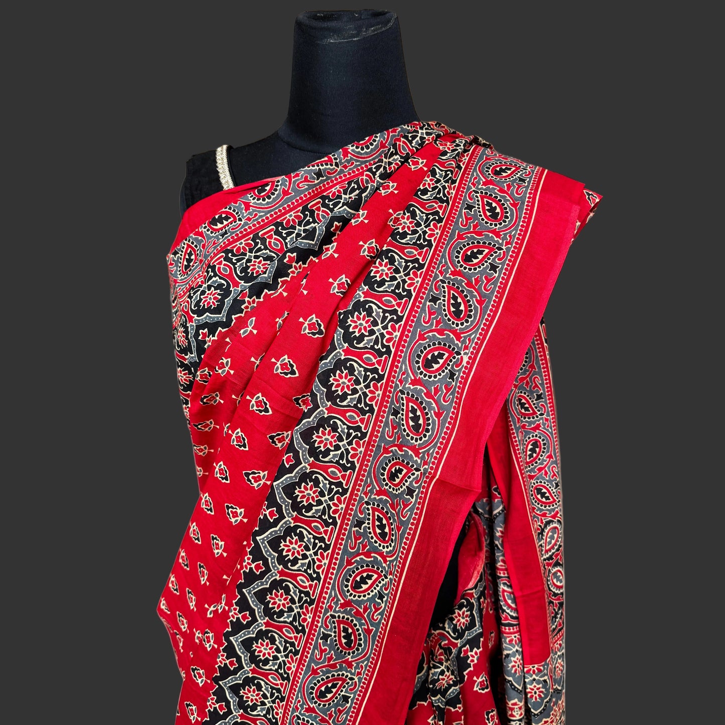 Anindita: Red Sanganeri Block Print Saree