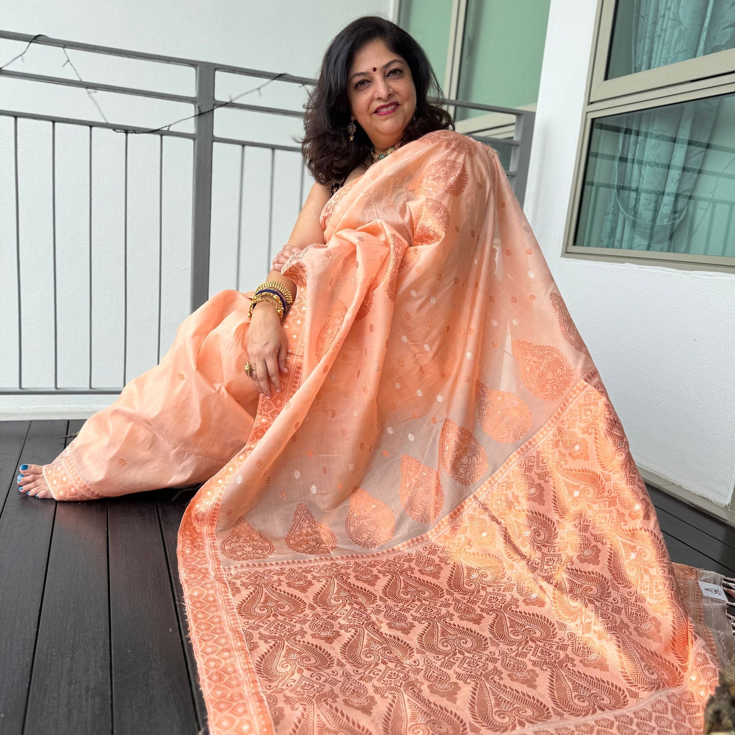 Peach Kesapat Silk Saree