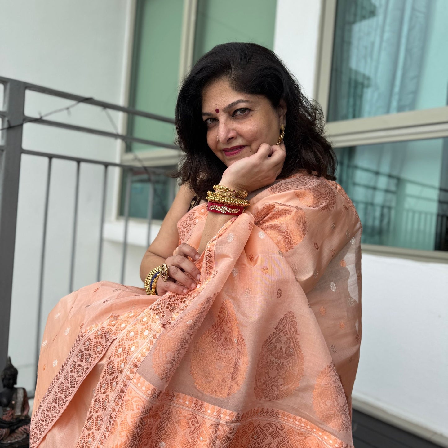 Peach Kesapat Silk Saree