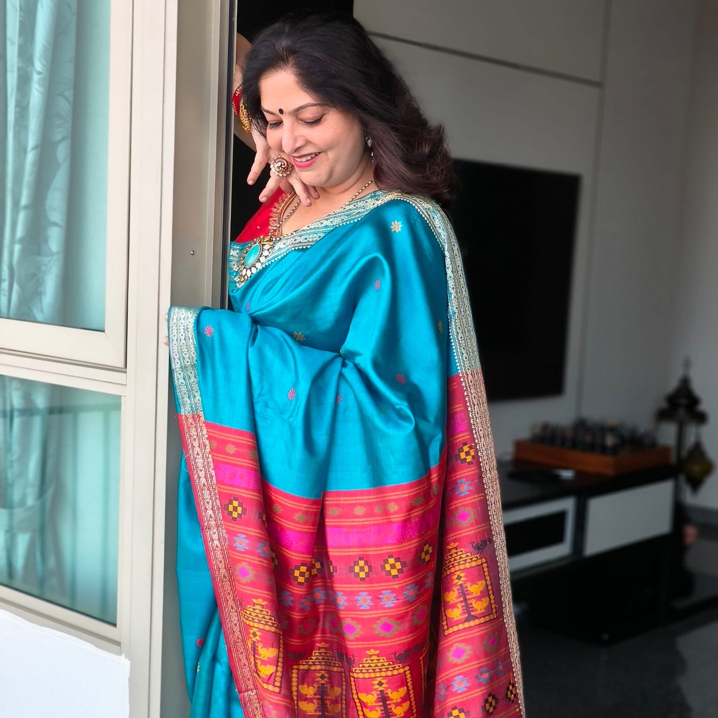 Juhi: Blue Dolabedi Handwoven Pure Silk Saree