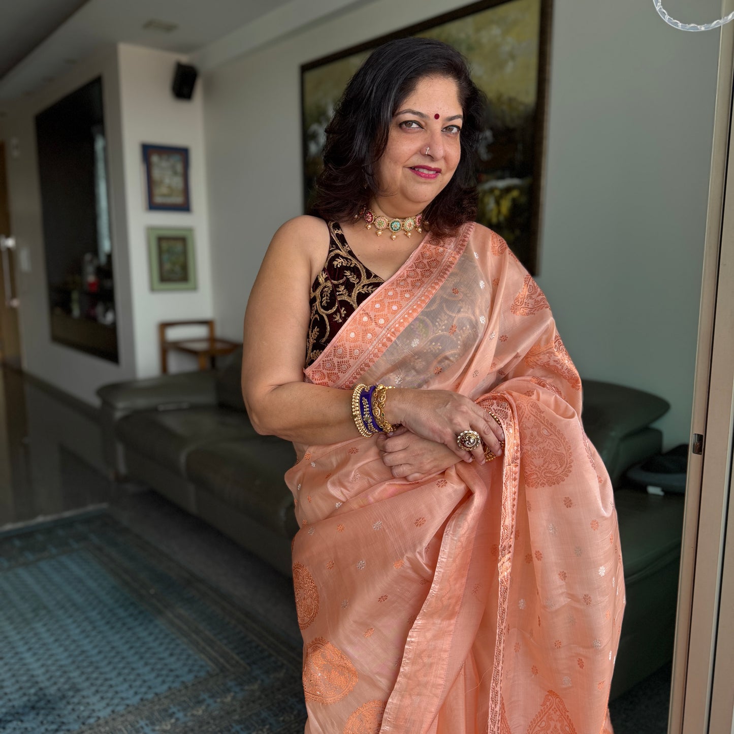 Peach Kesapat Silk Saree