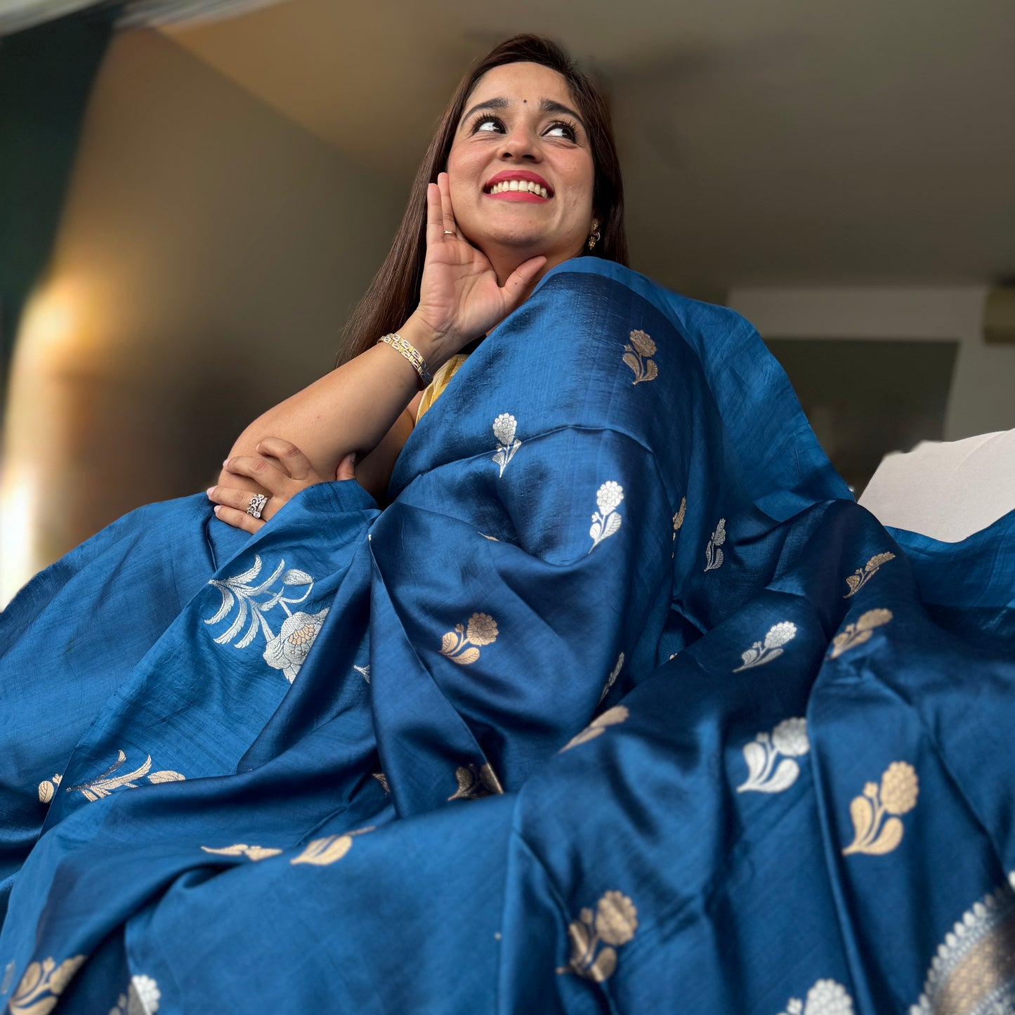 Neelaya: Blue Banarasi Katan Silk Saree