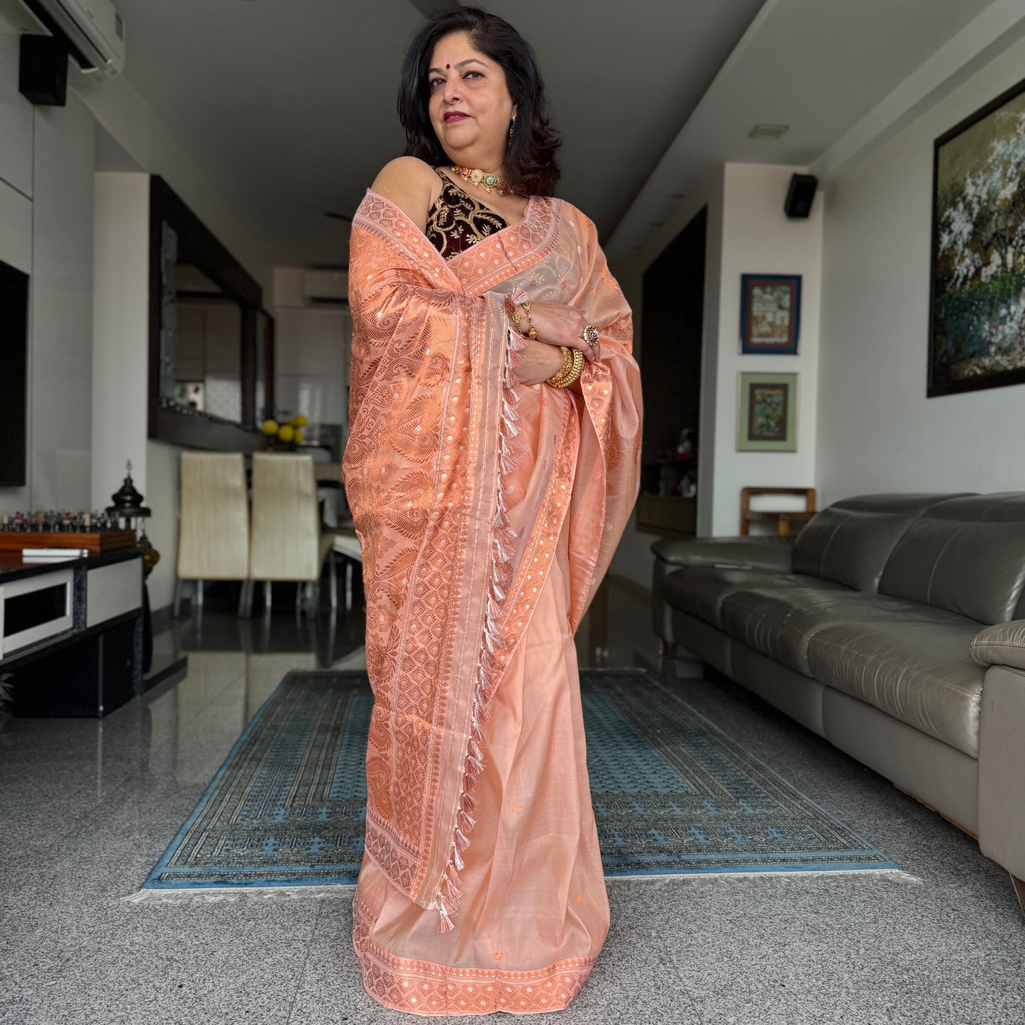 Peach Kesapat Silk Saree