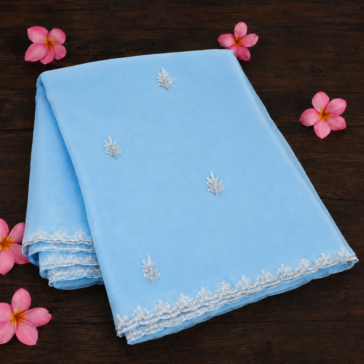 Blue Chiffon Saree with Sequins