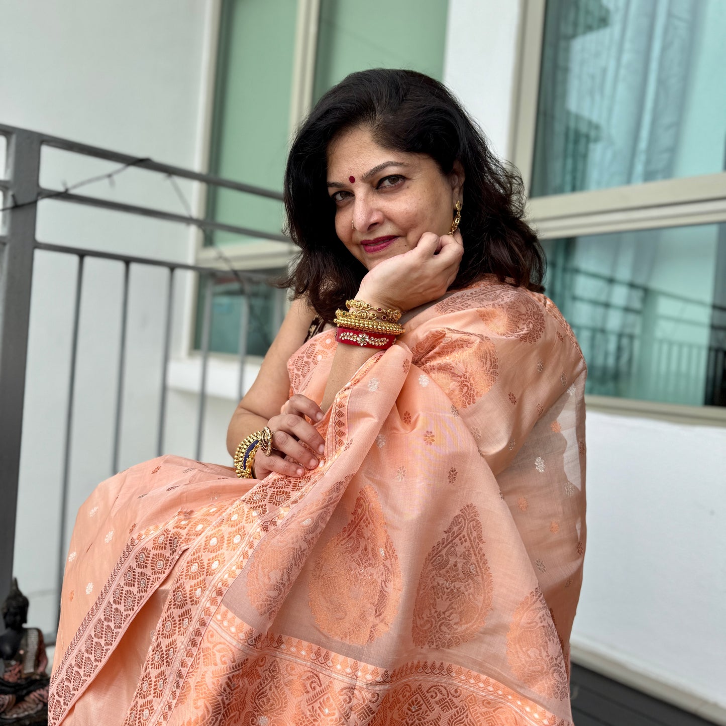 Peach Kesapat Silk Saree