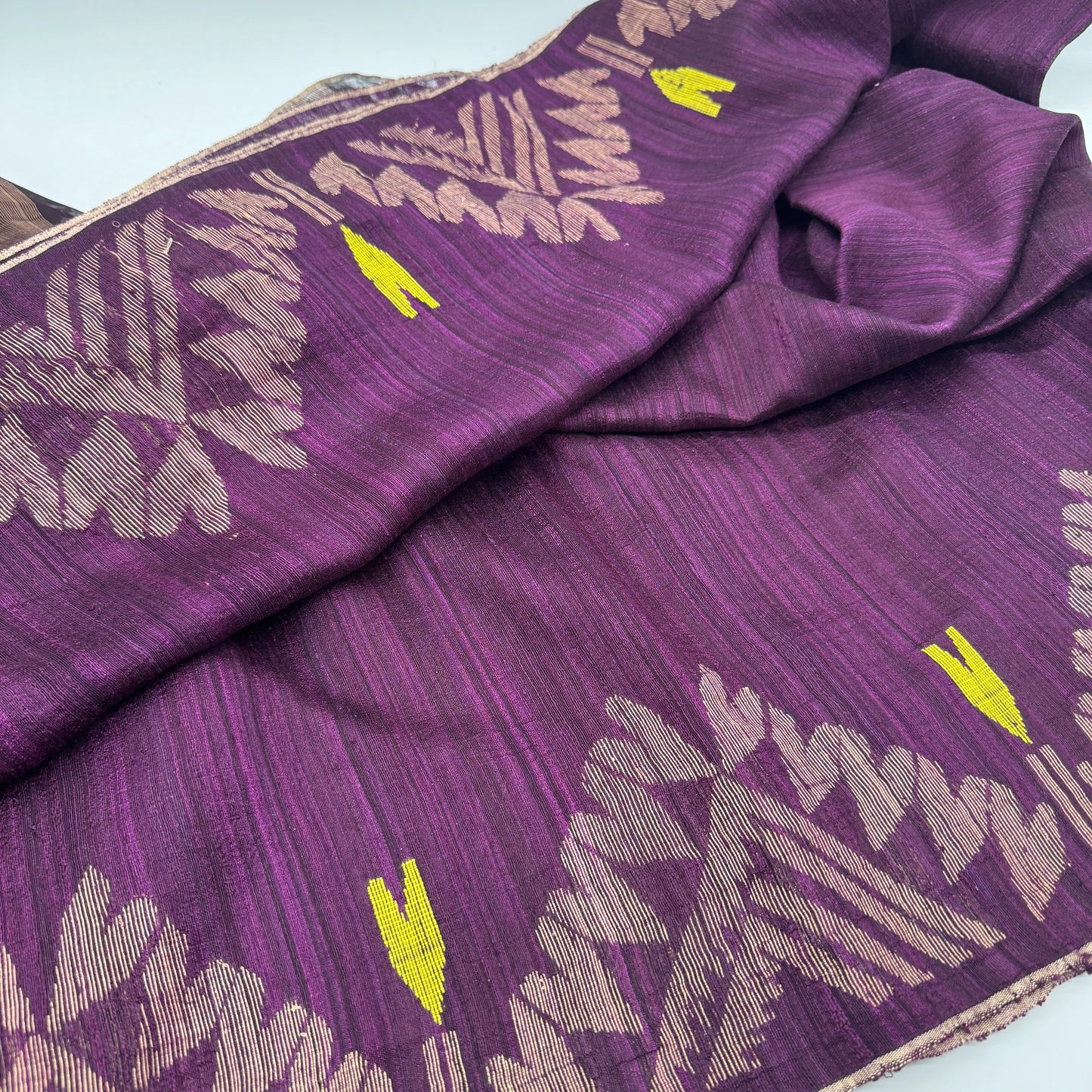 Amrapali: Purple  Matka Silk Saree with Translucent Muslin Pallu