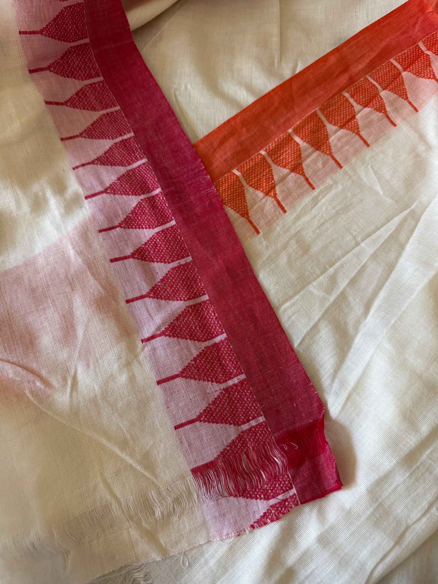 White Cotton Handloom Manipuri Saree