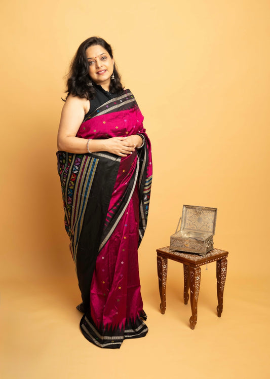 Gulabi Dolabedi: Pink Dolabedi Silk Saree