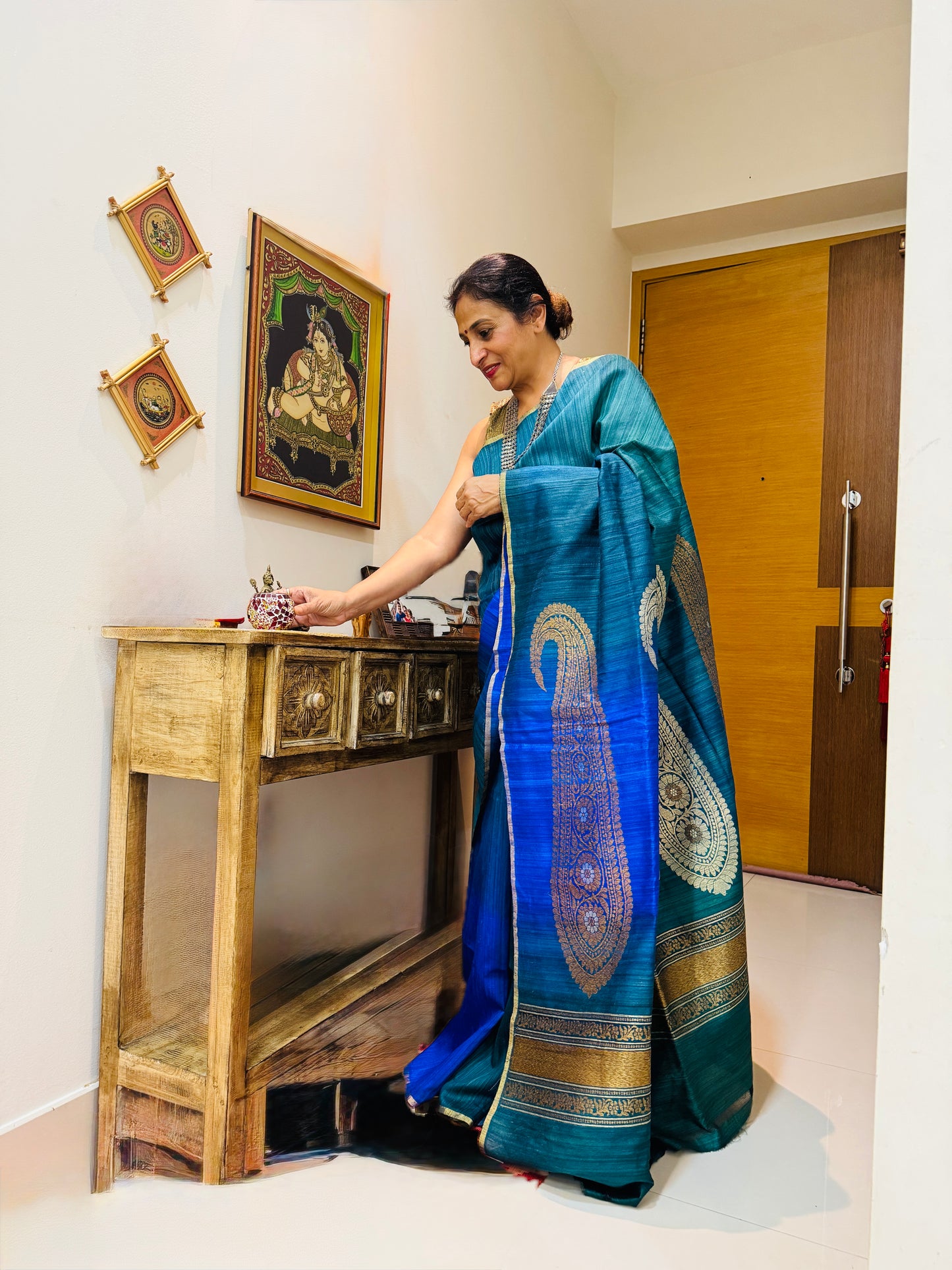 Neelambari: Blue Handwoven Silk Banarasi Saree