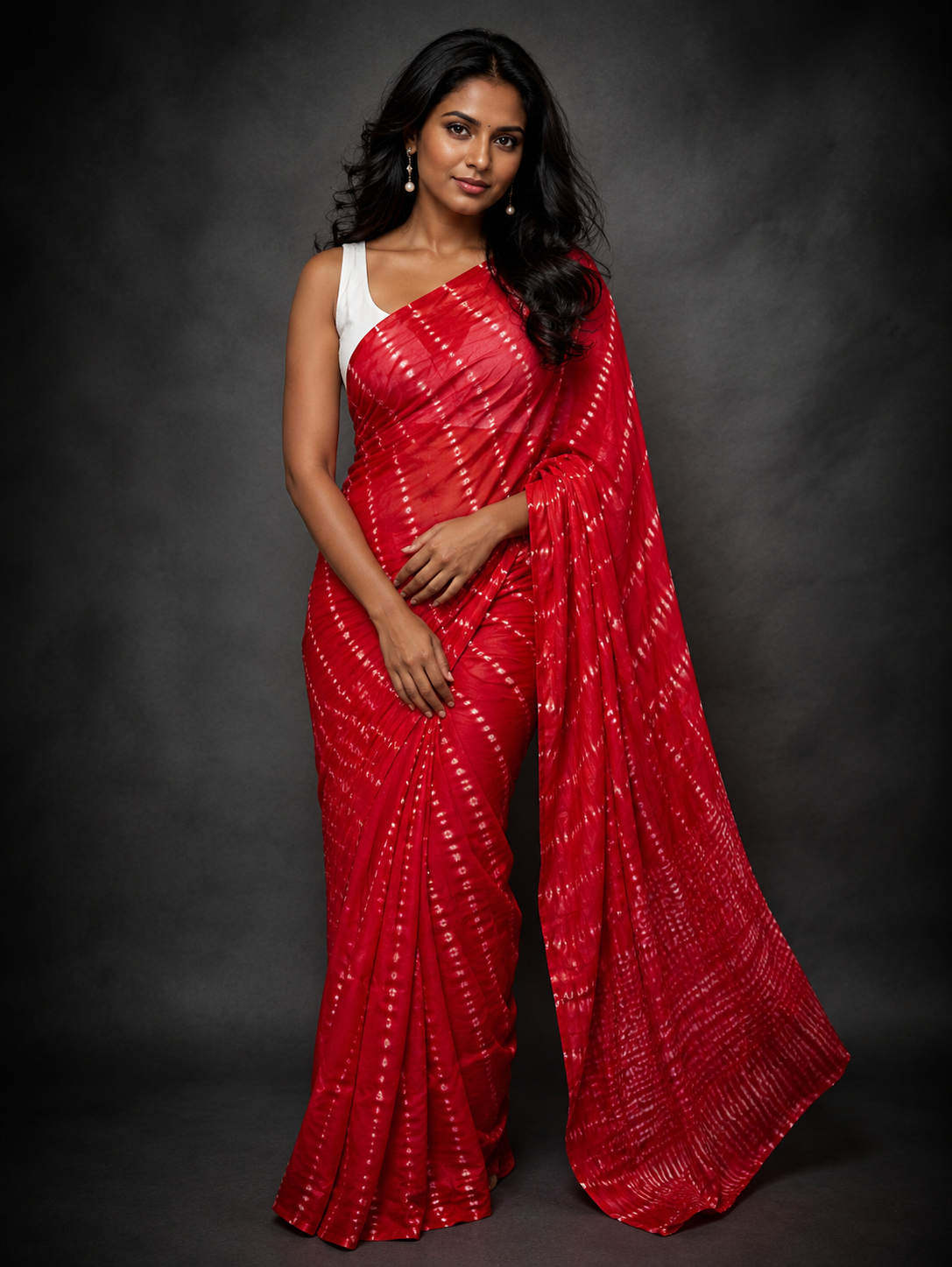 Ketaki: Red Cotton Bandhni Saree
