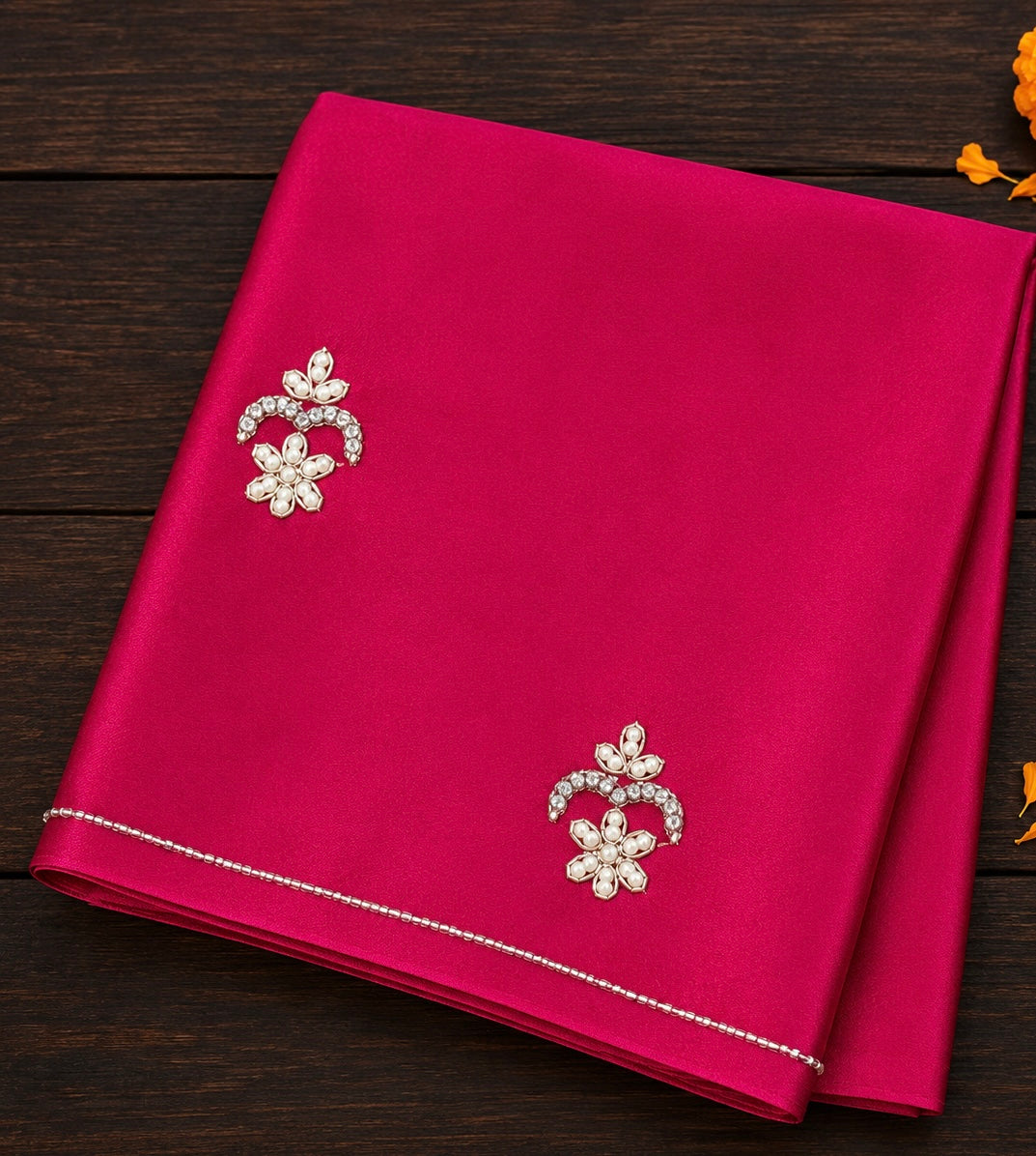 Pankhuri: Pink & Orange Ombré Chiffon Saree with Sequins