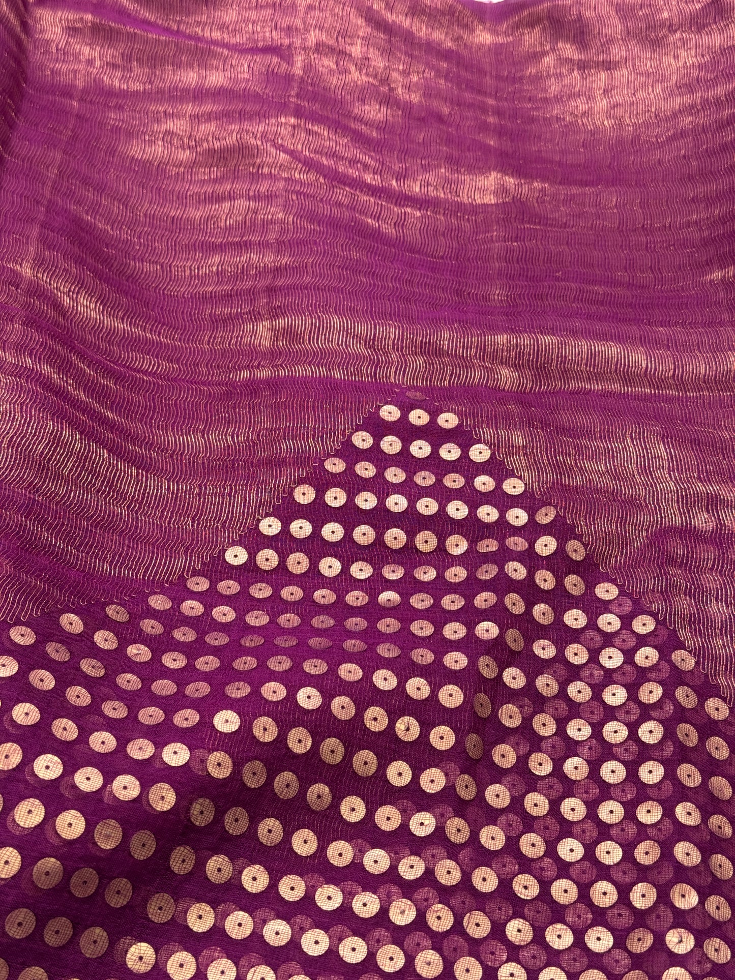Lavanya: Purple Handwoven Crushed Tissue Saree with Sequins