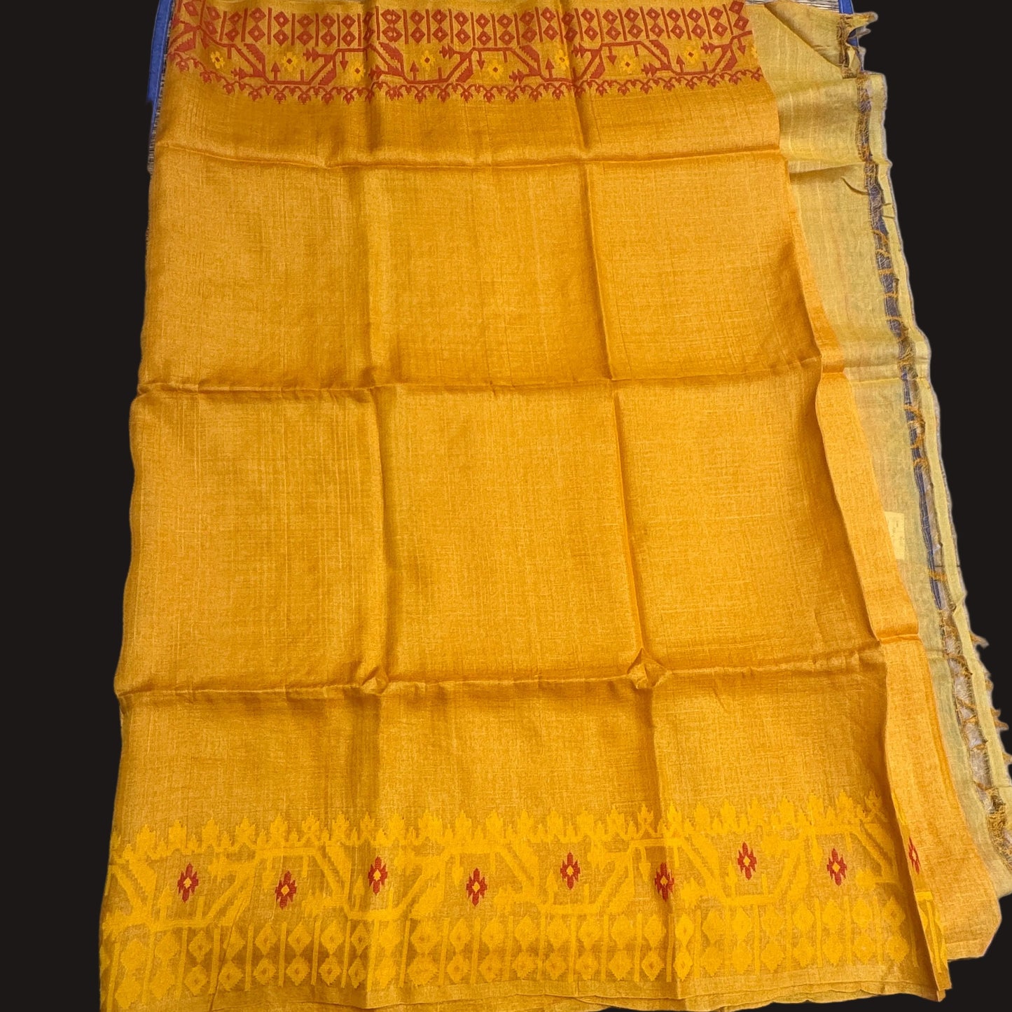 Shobha: Yellow Jamdani Tussar Silk Saree