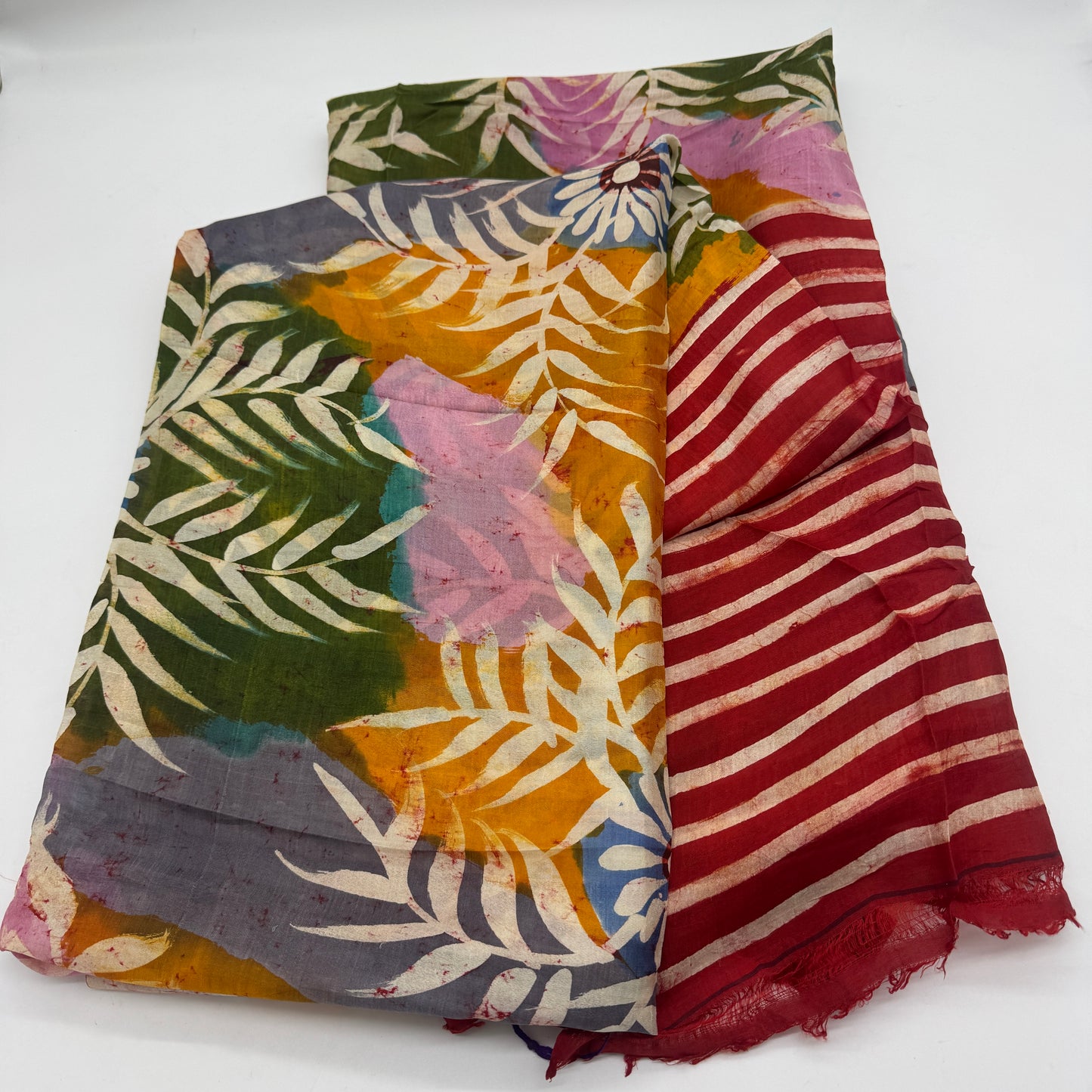 Raunak: Multicolored Batik Hand-painted Tussar Silk Saree
