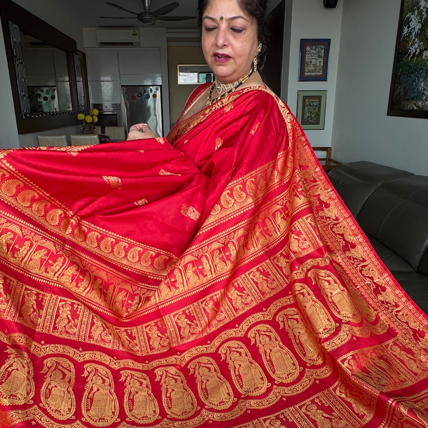 Regalia: Red Baluchari Silk Saree