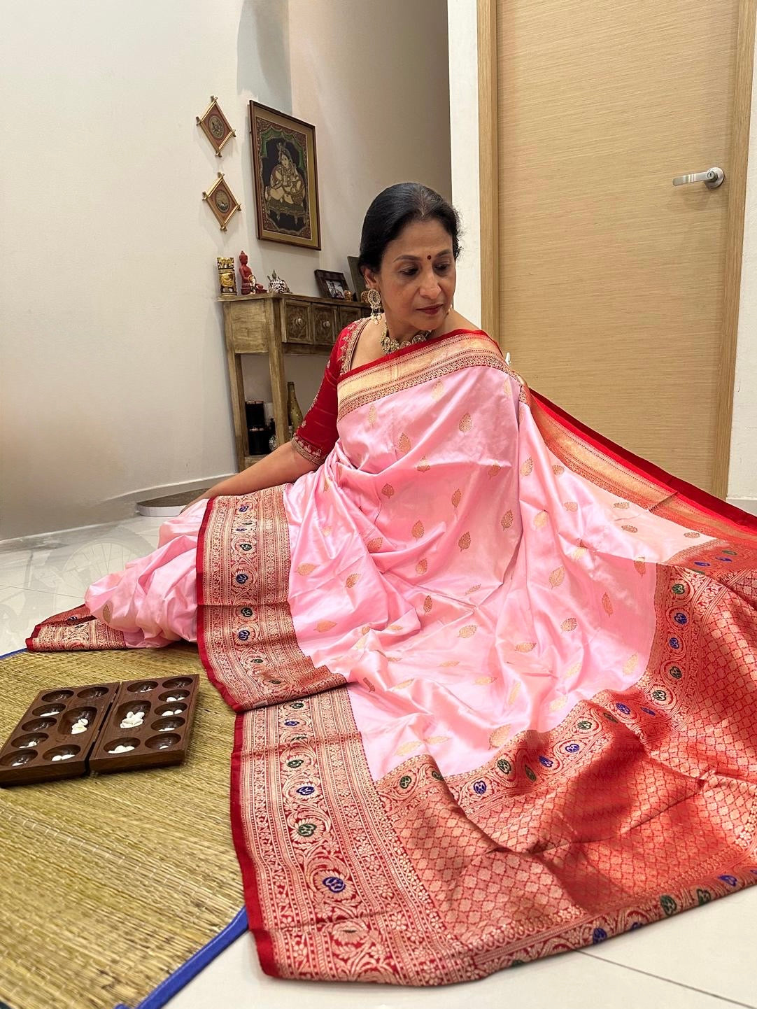 Rupali: Pink Handwoven Banarasi Katan Silk Saree
