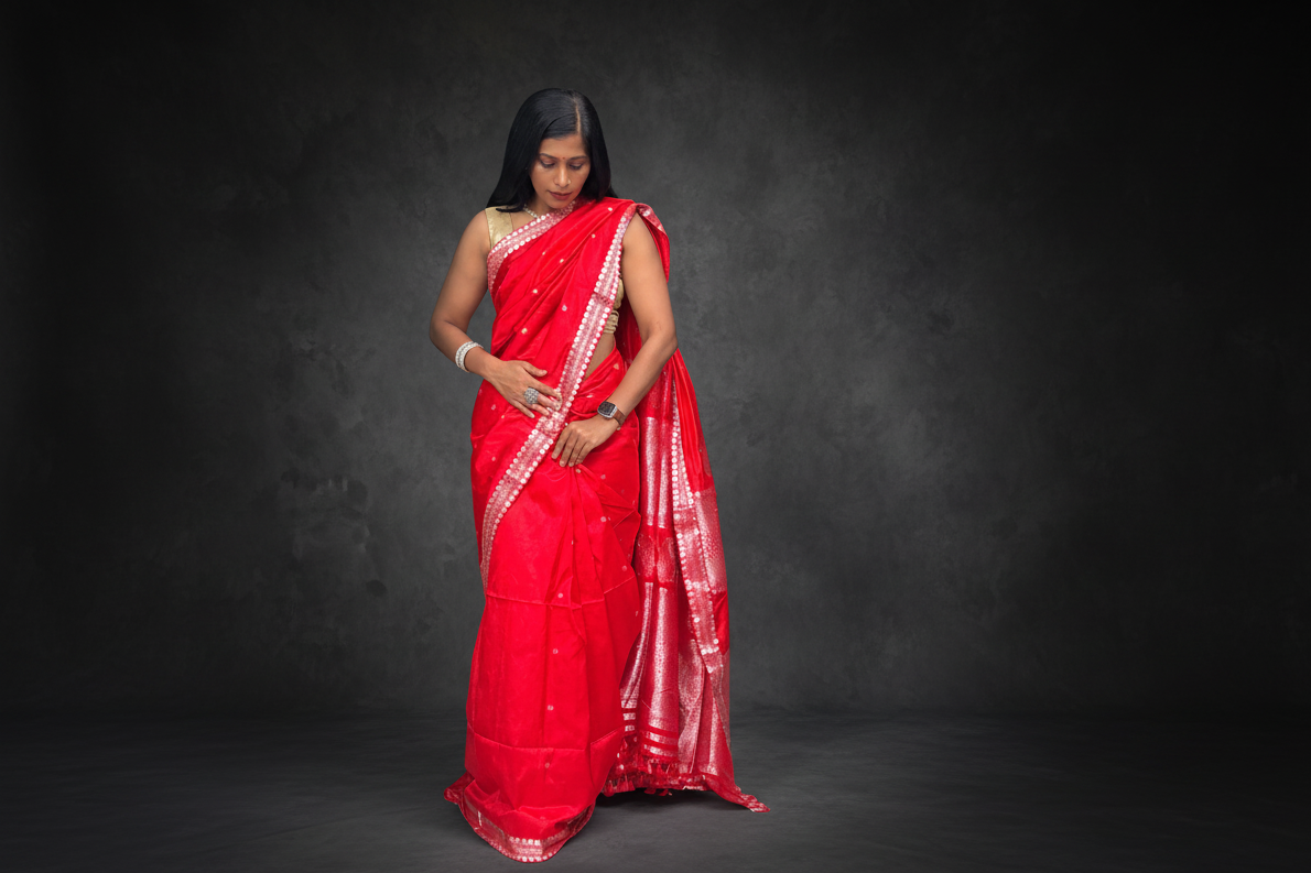 Shubhra: Red Handwoven Paat Silk Saree