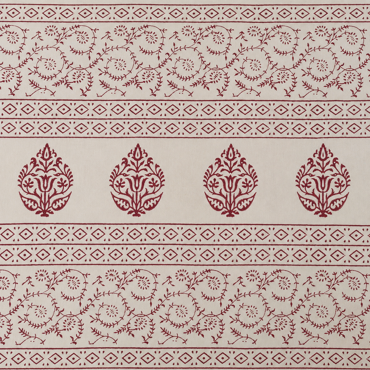 Ma Durga: White Cotton Sanganeri Block Print Saree