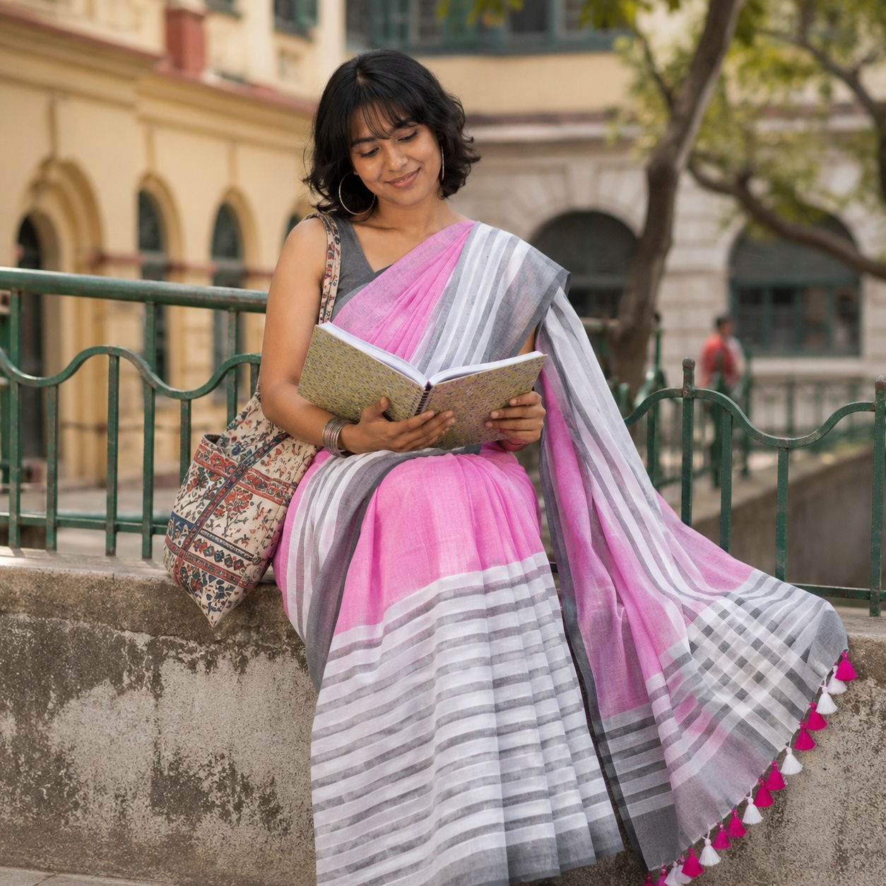 Urmila: Pink Mul Cotton Saree
