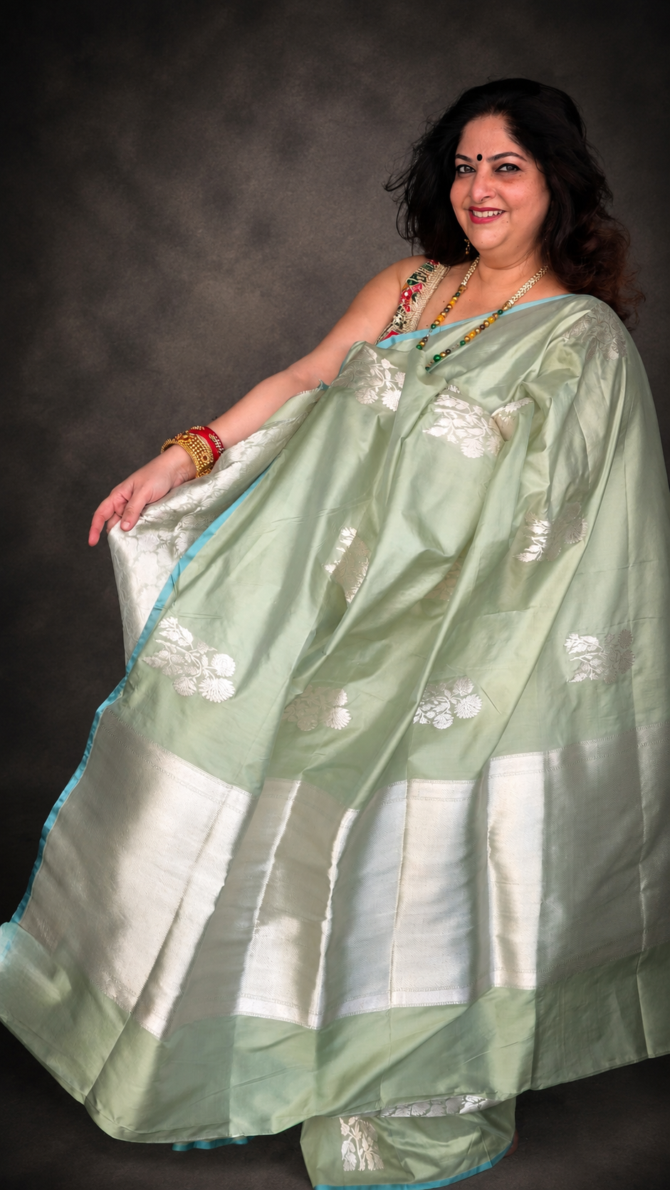 Labonya: Green Banarasi Katan Silk Saree