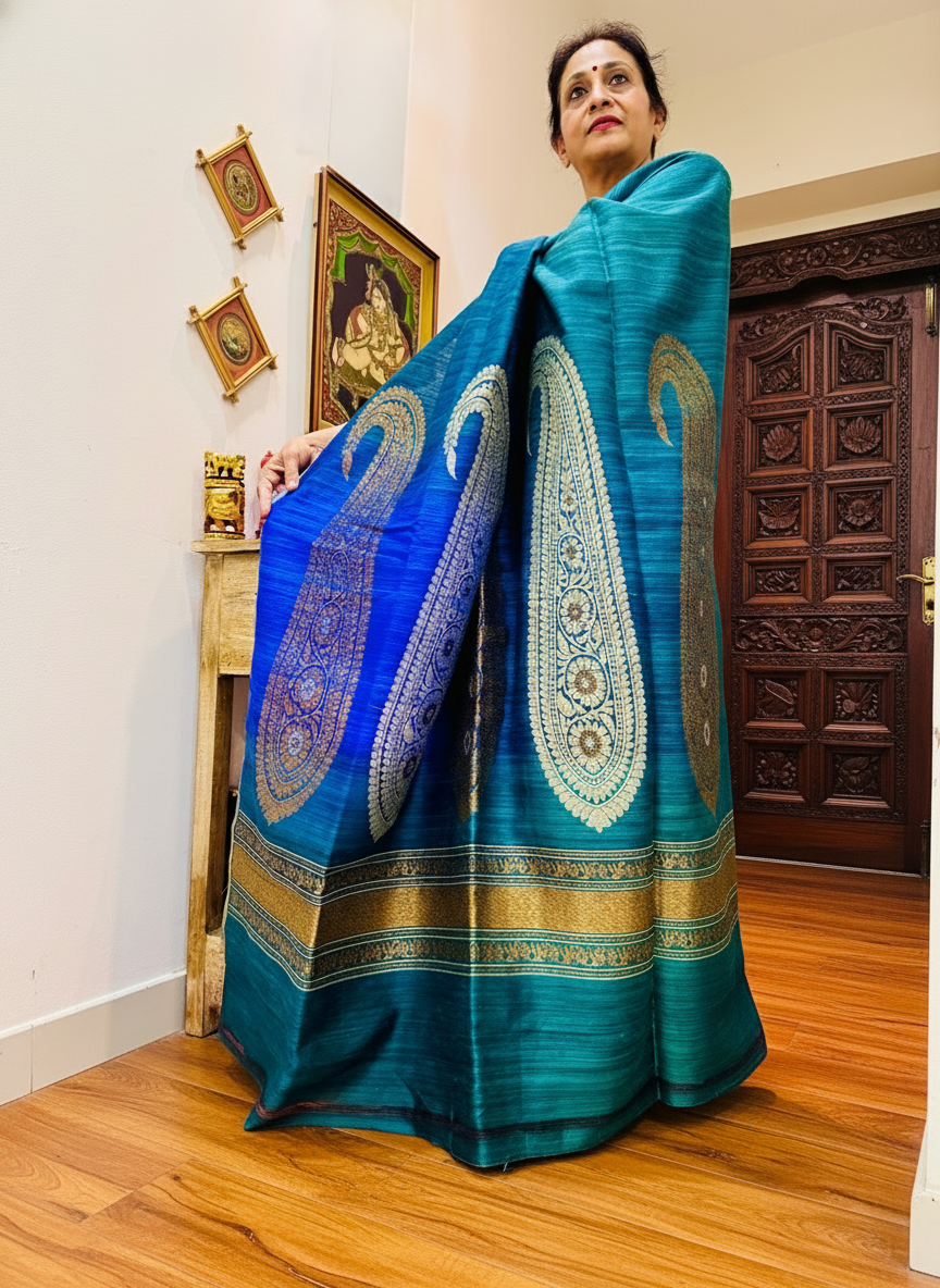 Neelambari: Blue Handwoven Silk Banarasi Saree