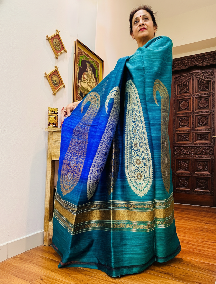 Neelambari: Blue Handwoven Silk Banarasi Saree