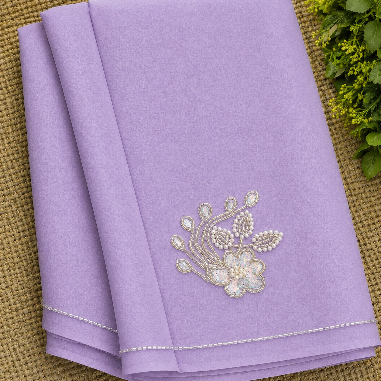 Surabhi: Lavender Chiffon Saree with Embroidery