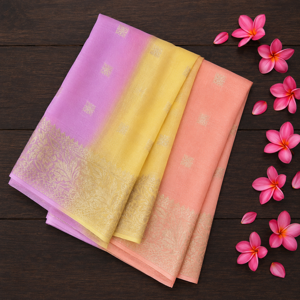 Saloni: Yellow & Pink Chiffon Saree