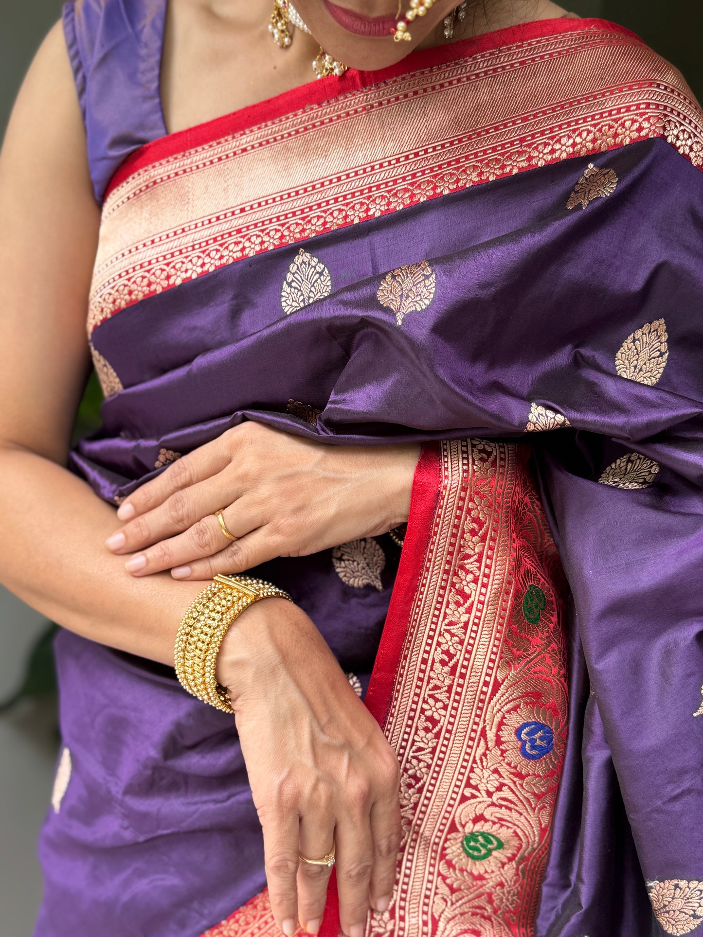 Rajnigandha: Purple Handwoven Banarasi Silk Saree