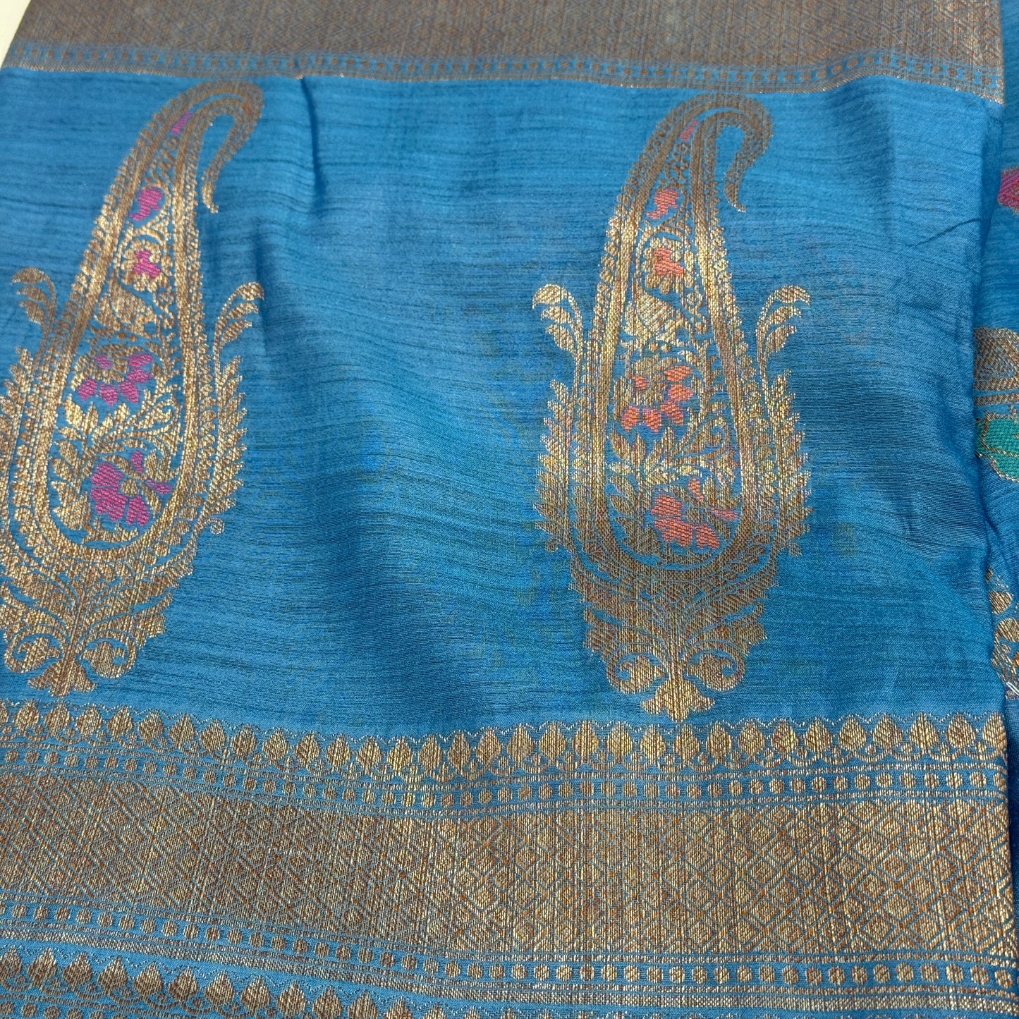 Kaneesha: Blue Handwoven Munga-Tussar Silk Saree