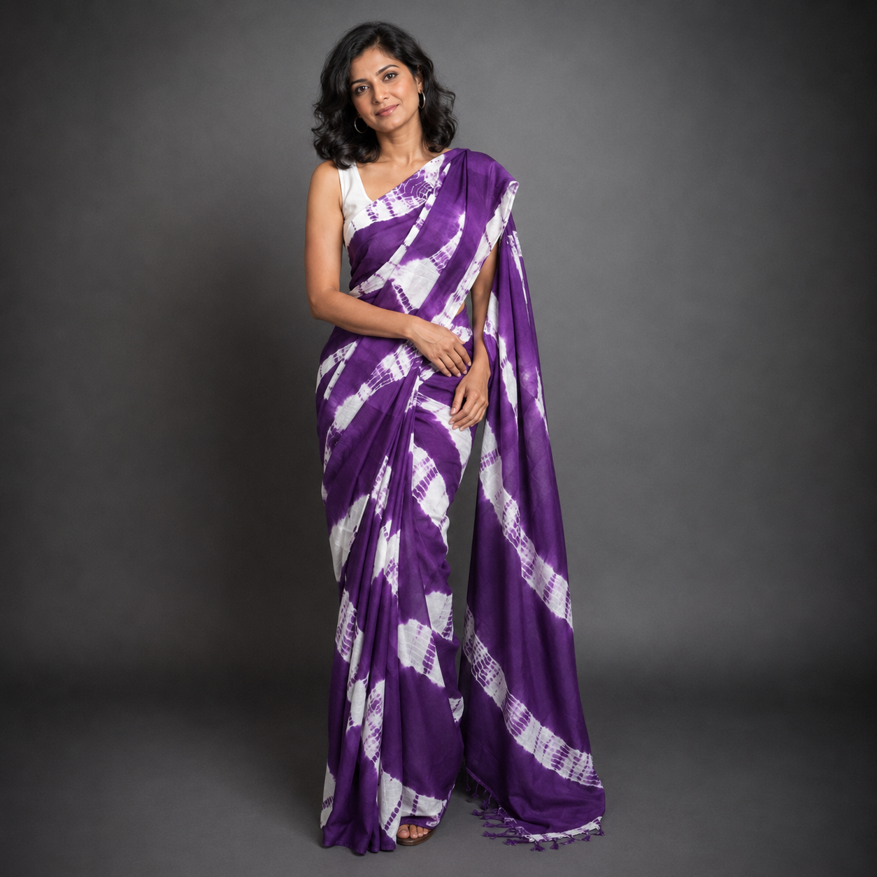 Koyel: Purple Cotton Bandhni Saree