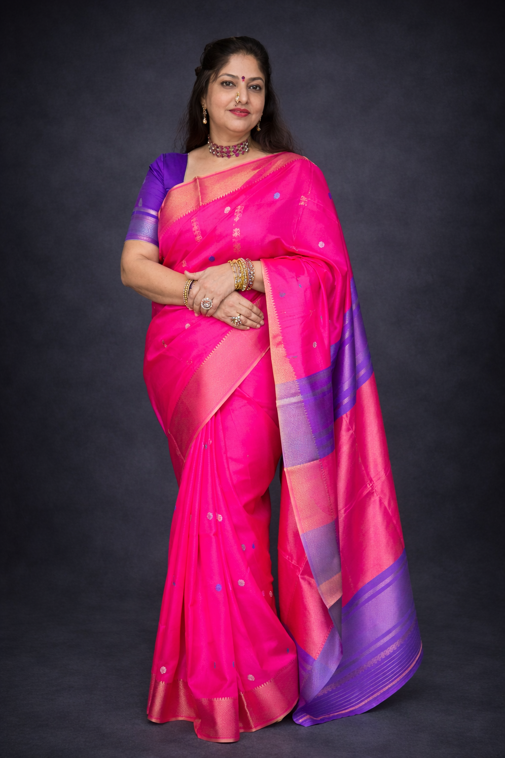 Veda: Pink Handwoven Pattu Silk Saree