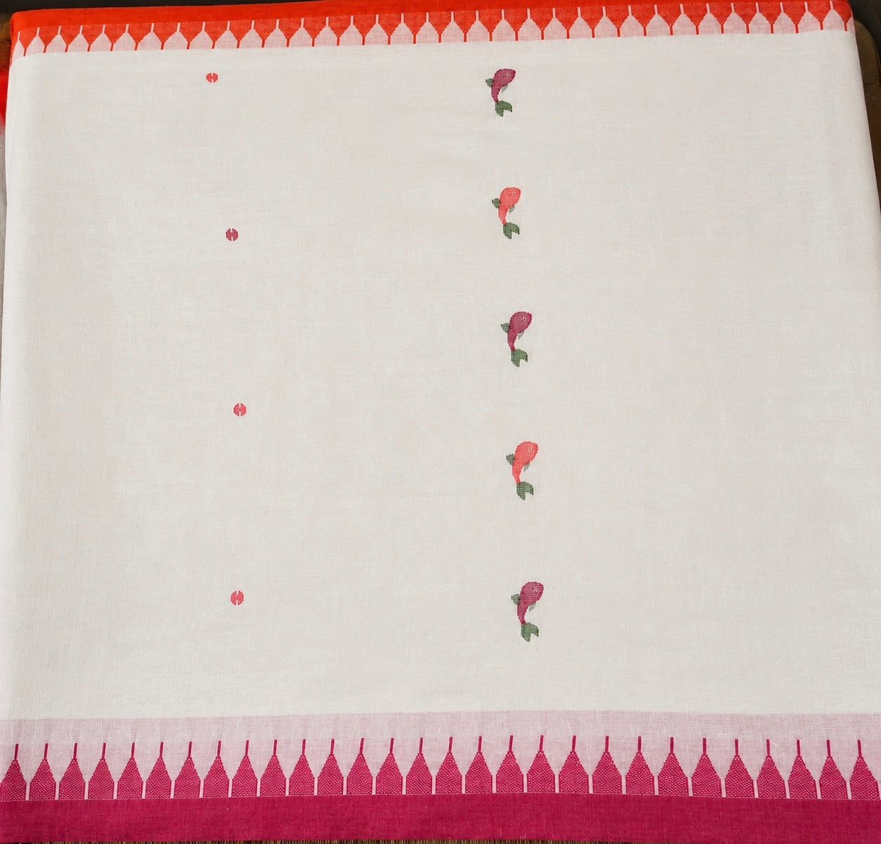 White Cotton Handloom Manipuri Saree