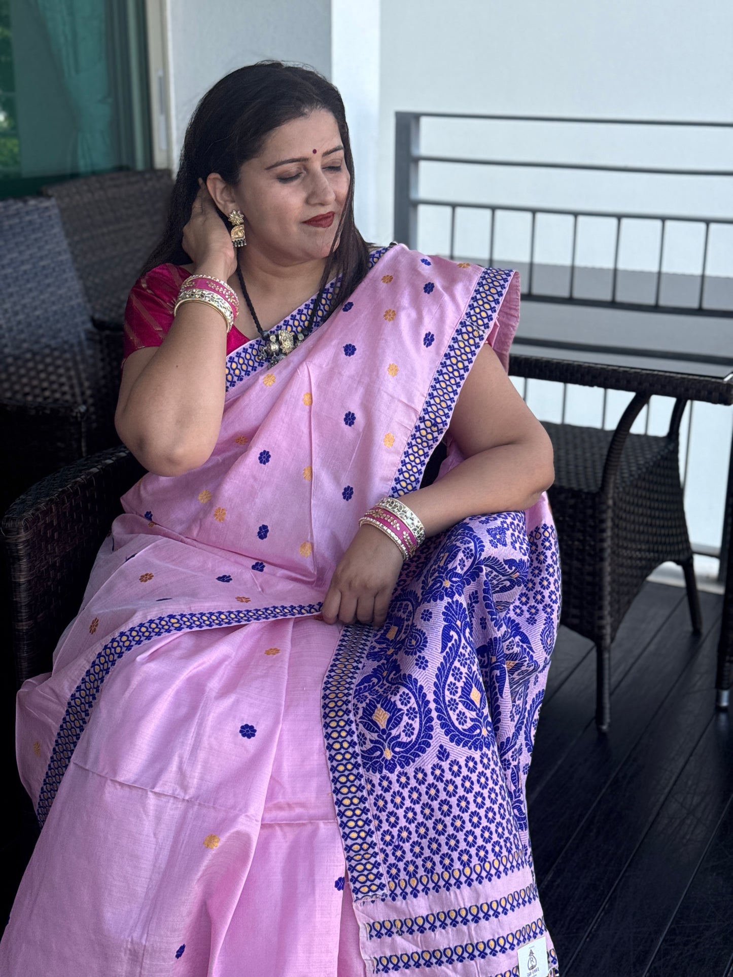 Abha: Pink Handwoven Paat Silk Saree