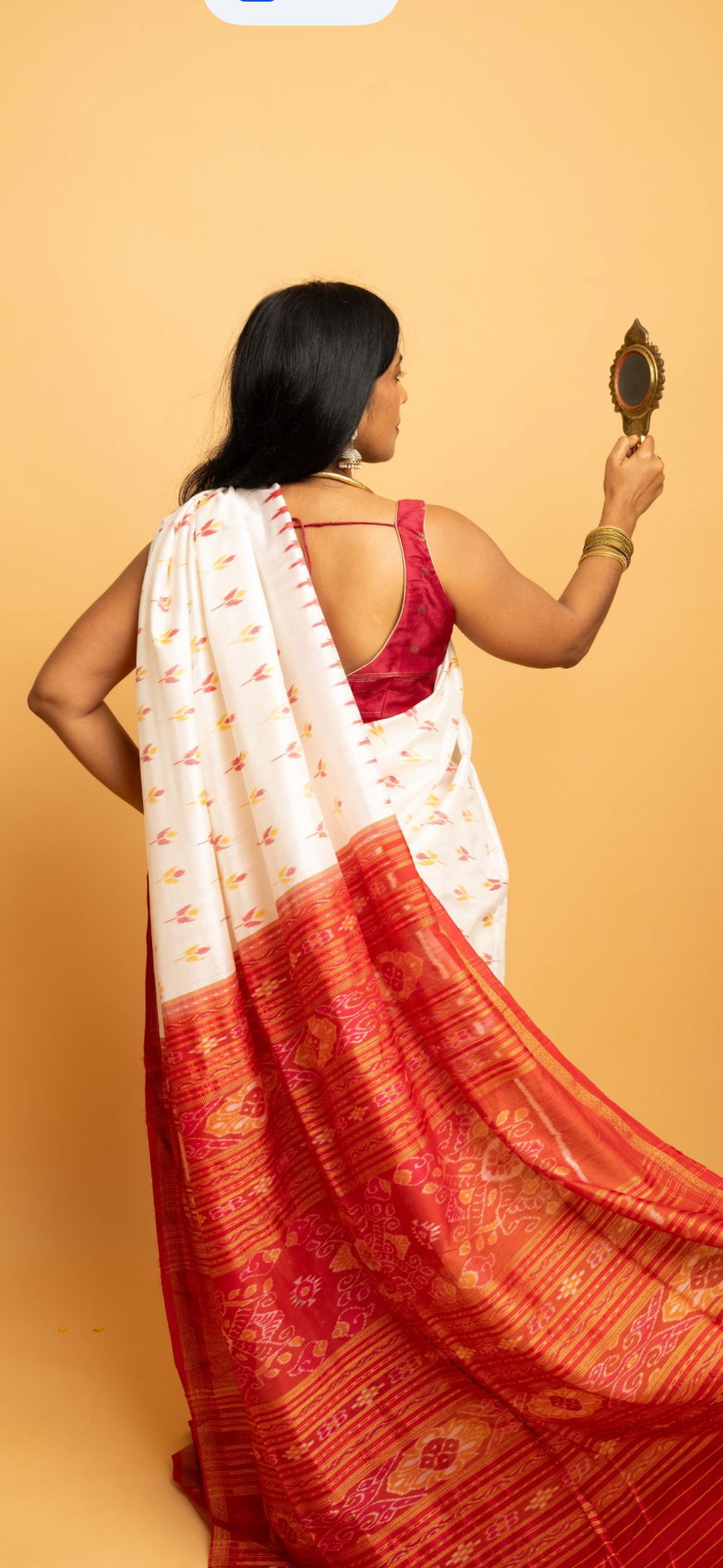 Shvetra: White Sambalpuri Ikkat Silk Saree