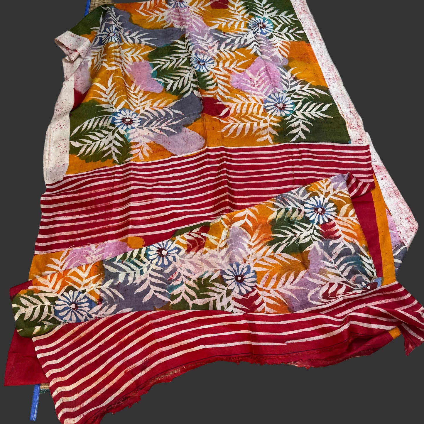 Raunak: Multicolored Batik Hand-painted Tussar Silk Saree