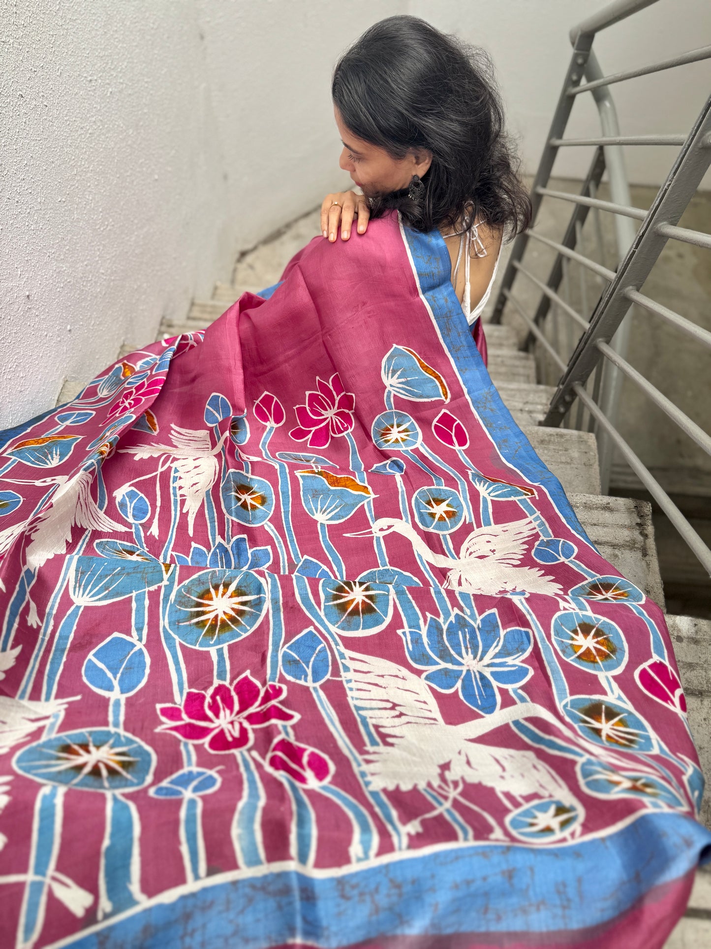 Maya: Pink Batik Silk Saree