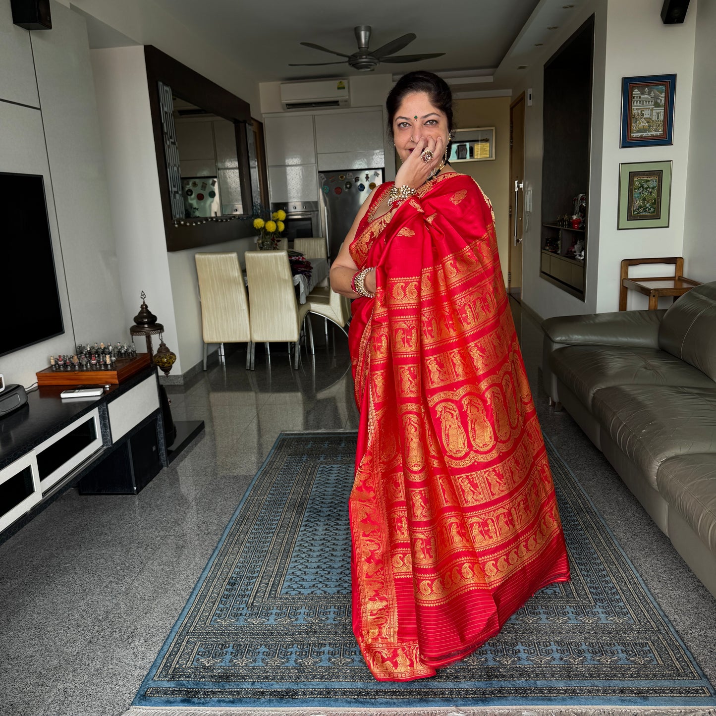 Regalia: Red Baluchari Silk Saree