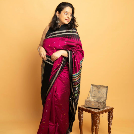 Gulabi Dolabedi: Pink Dolabedi Silk Saree