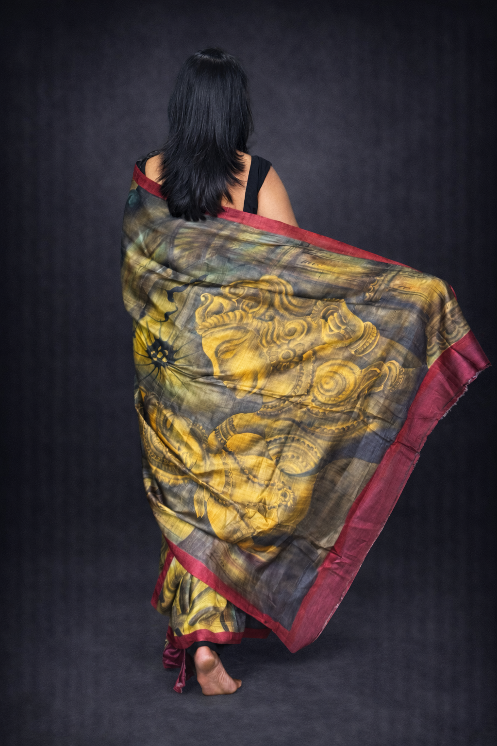 Tanjore: Handpainted Tussar Silk Saree