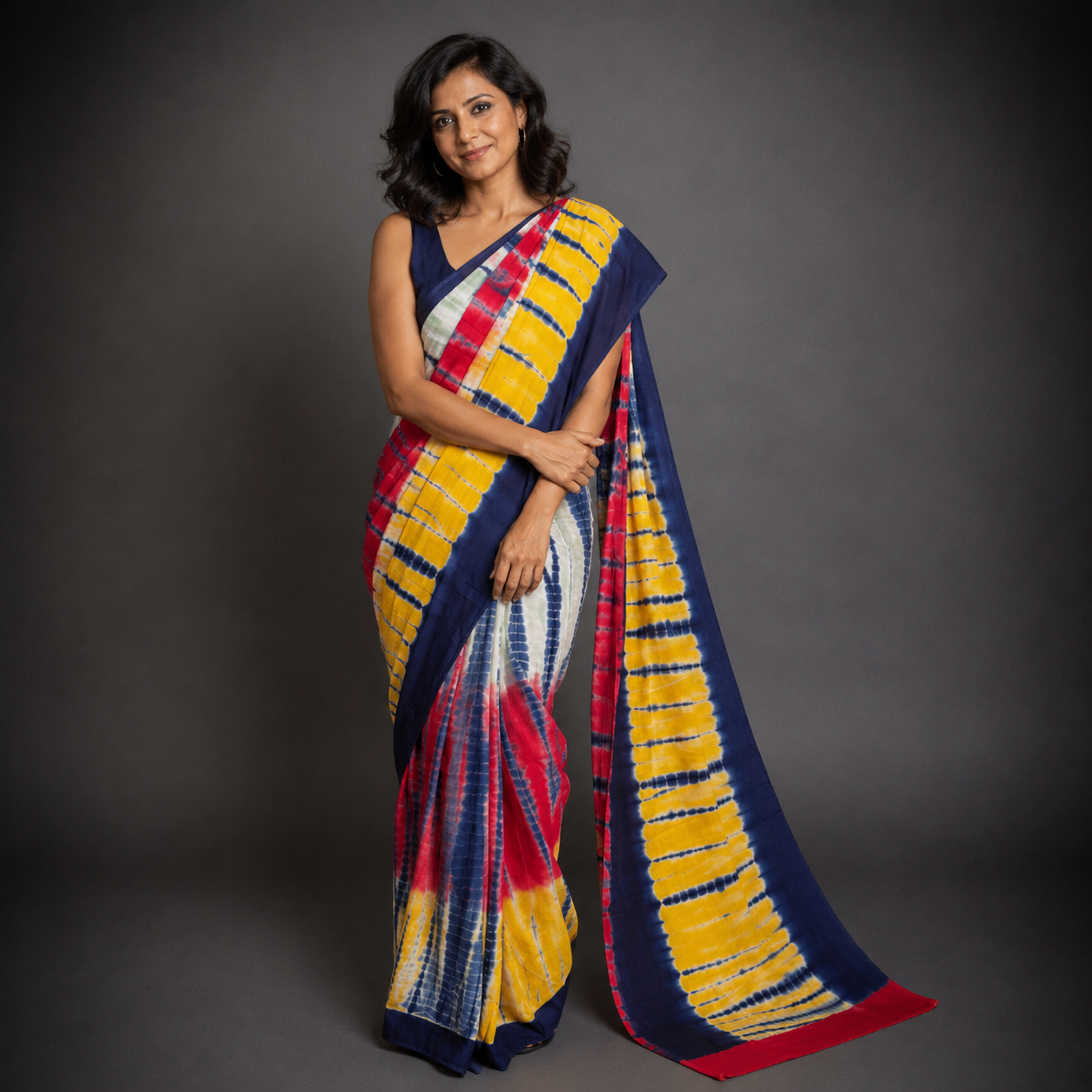Rupkatha: Multicolored Cotton Bandhni Saree