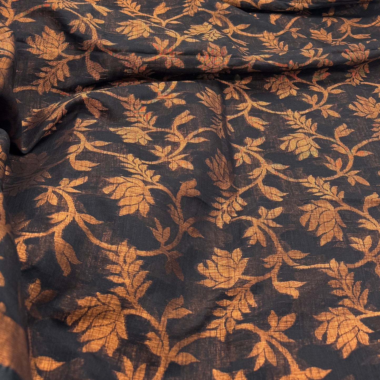 Kashmira: Black and Copper Silk-Cotton Saree