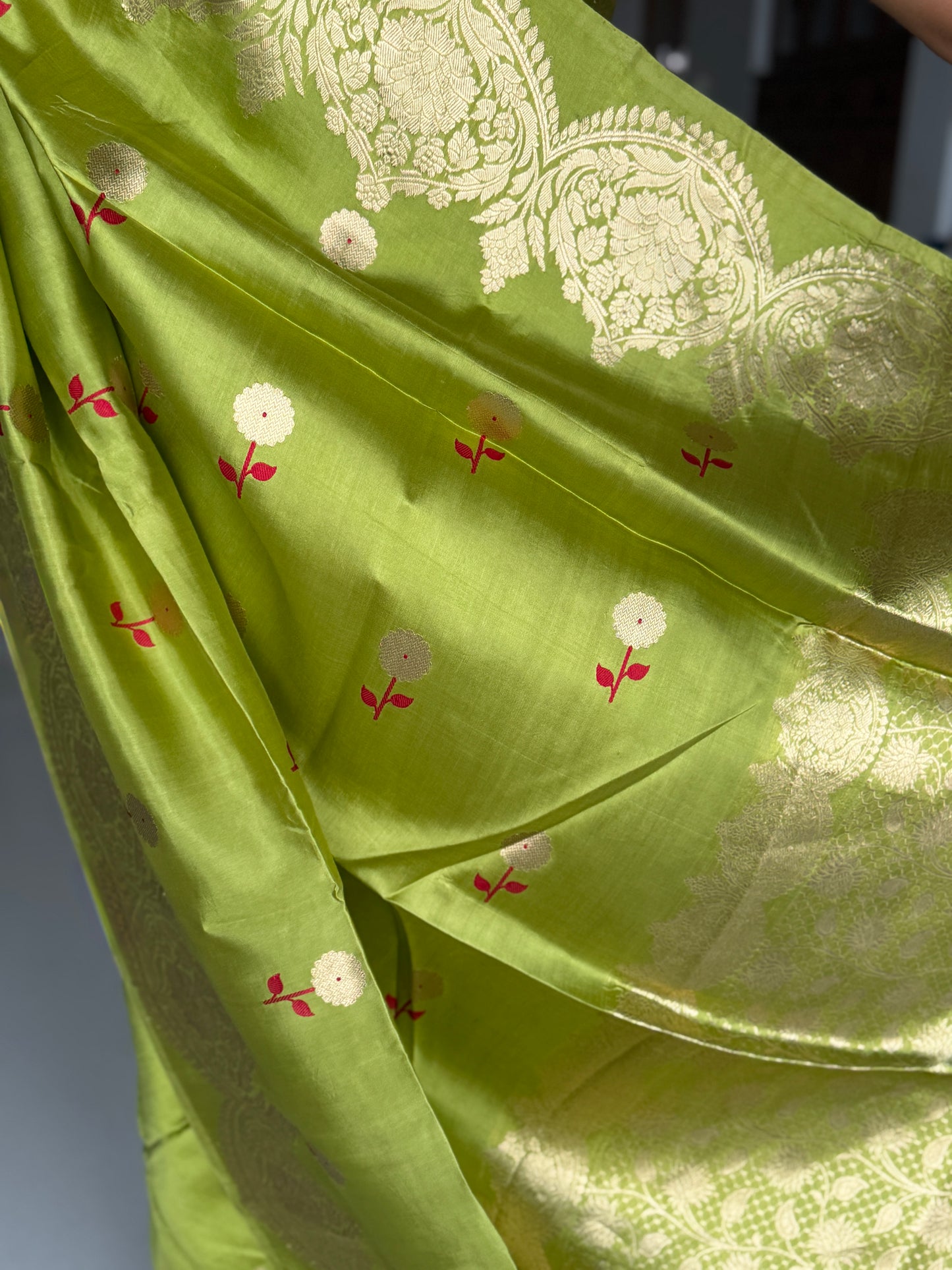 Aranya: Green Banarasi Katan Silk Saree