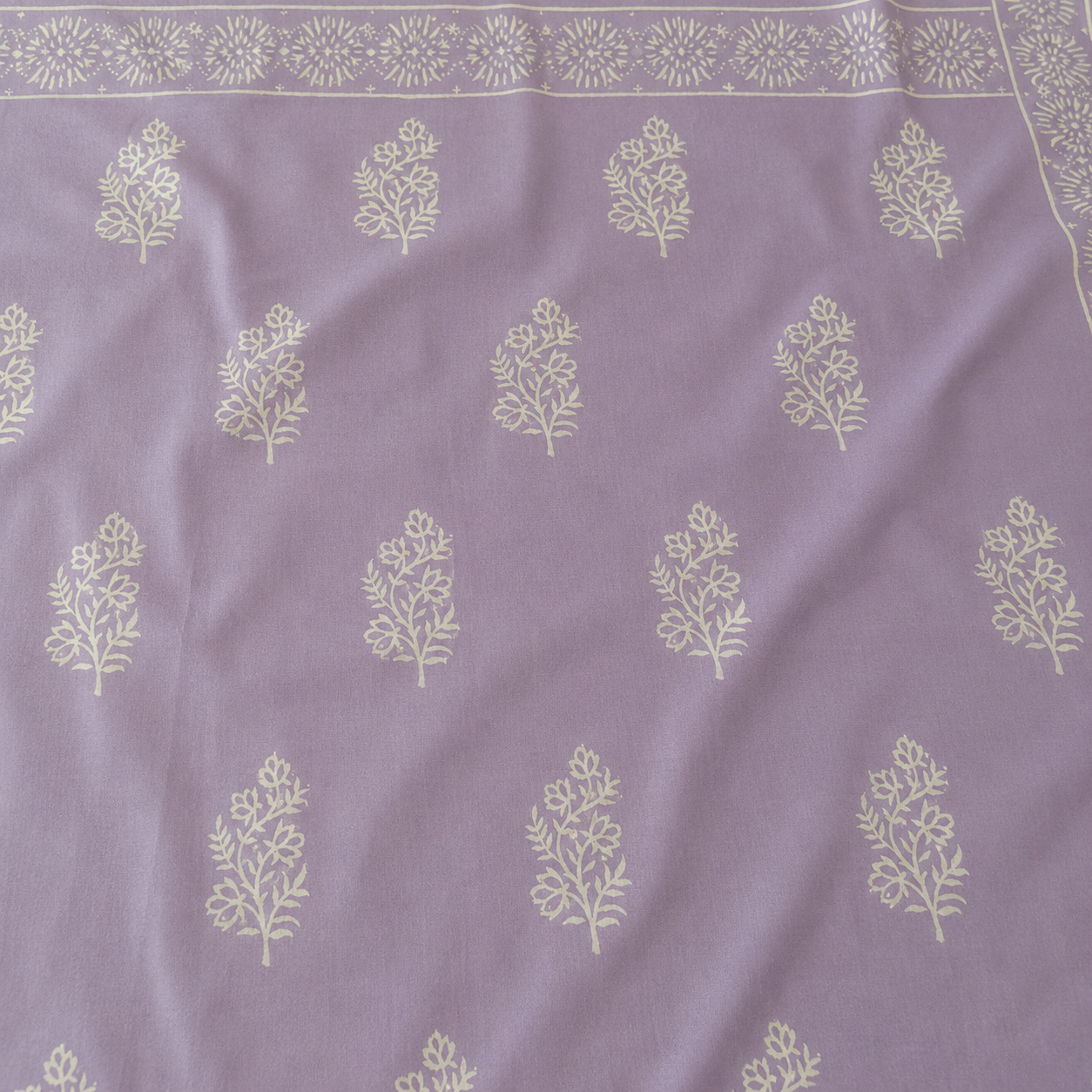 Nandini: Lavender Cotton Sanganeri Block Print Saree