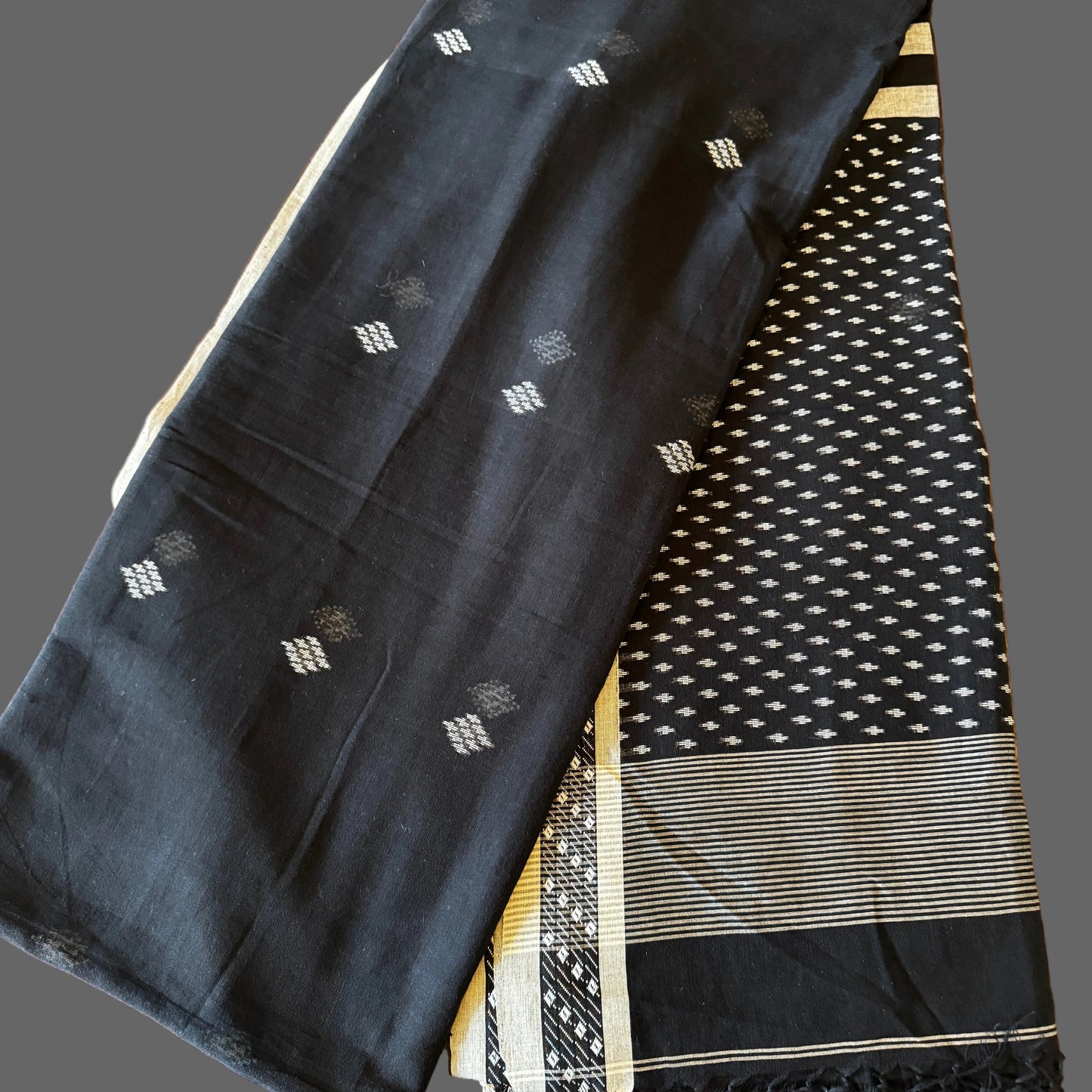 Meghla: Black Handloom Assam Cotton Saree