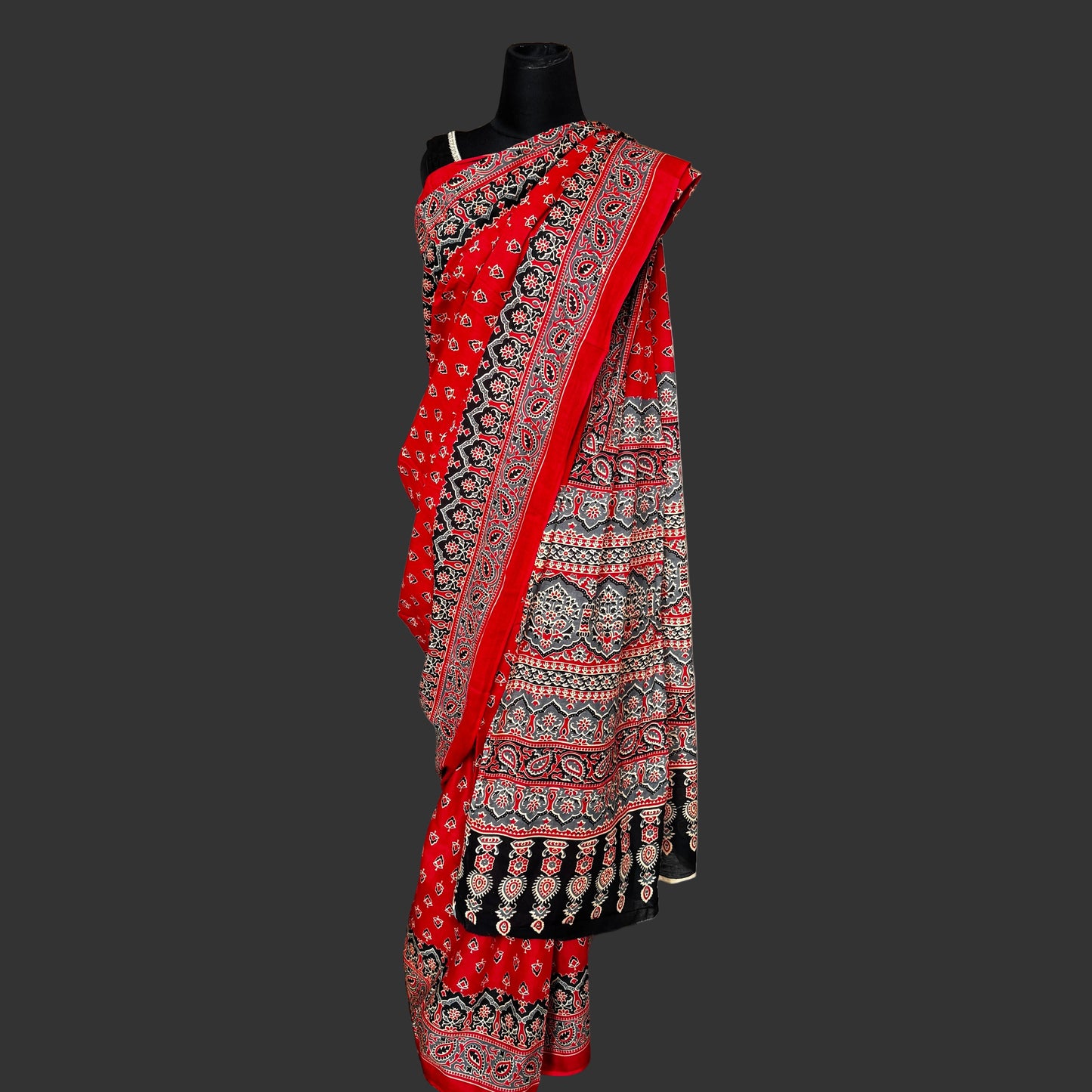 Anindita: Red Sanganeri Block Print Saree