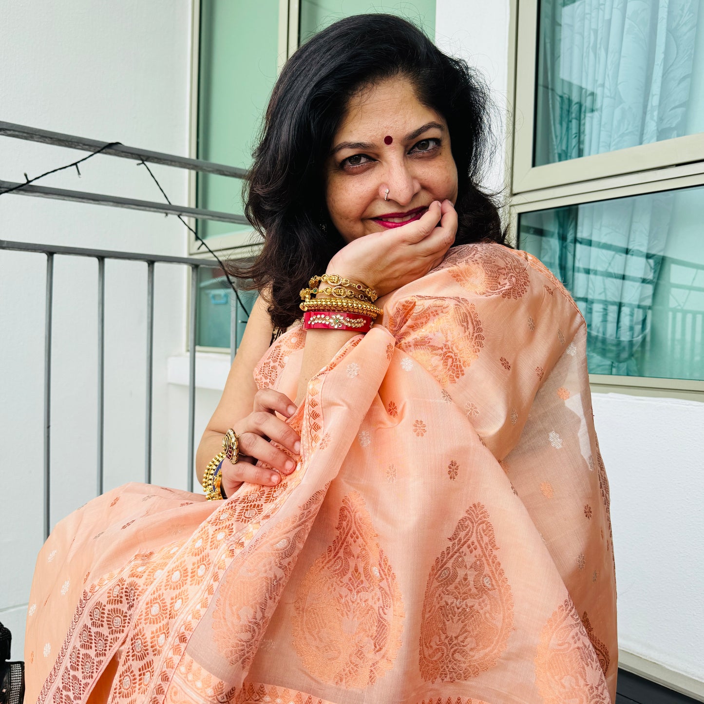 Peach Kesapat Silk Saree