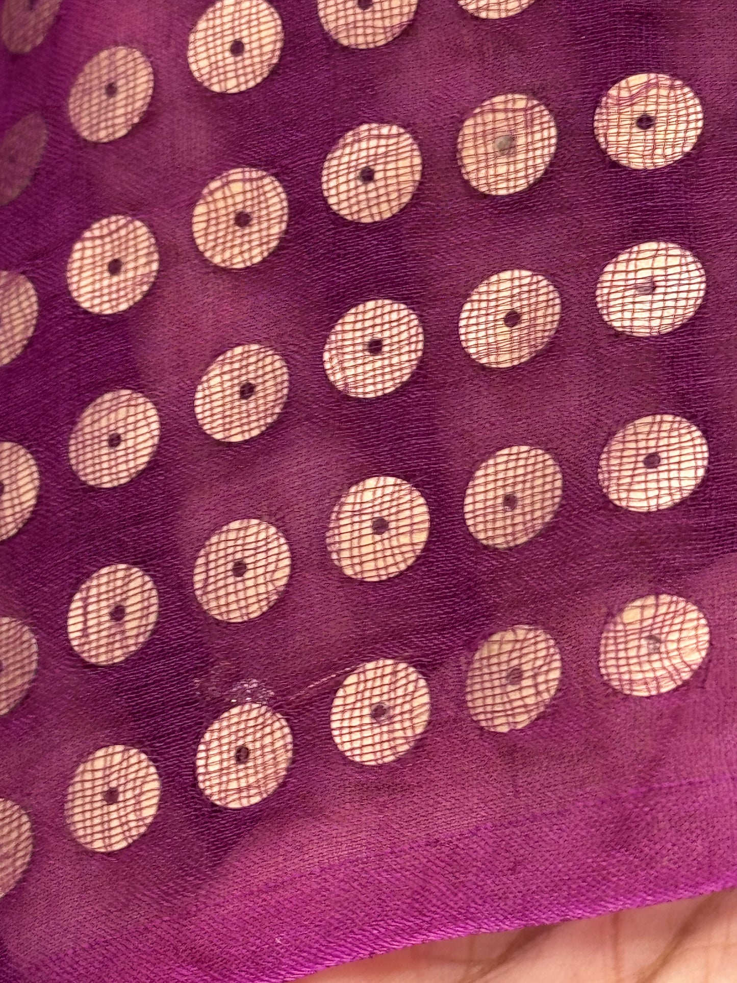 Lavanya: Purple Handwoven Crushed Tissue Saree with Sequins