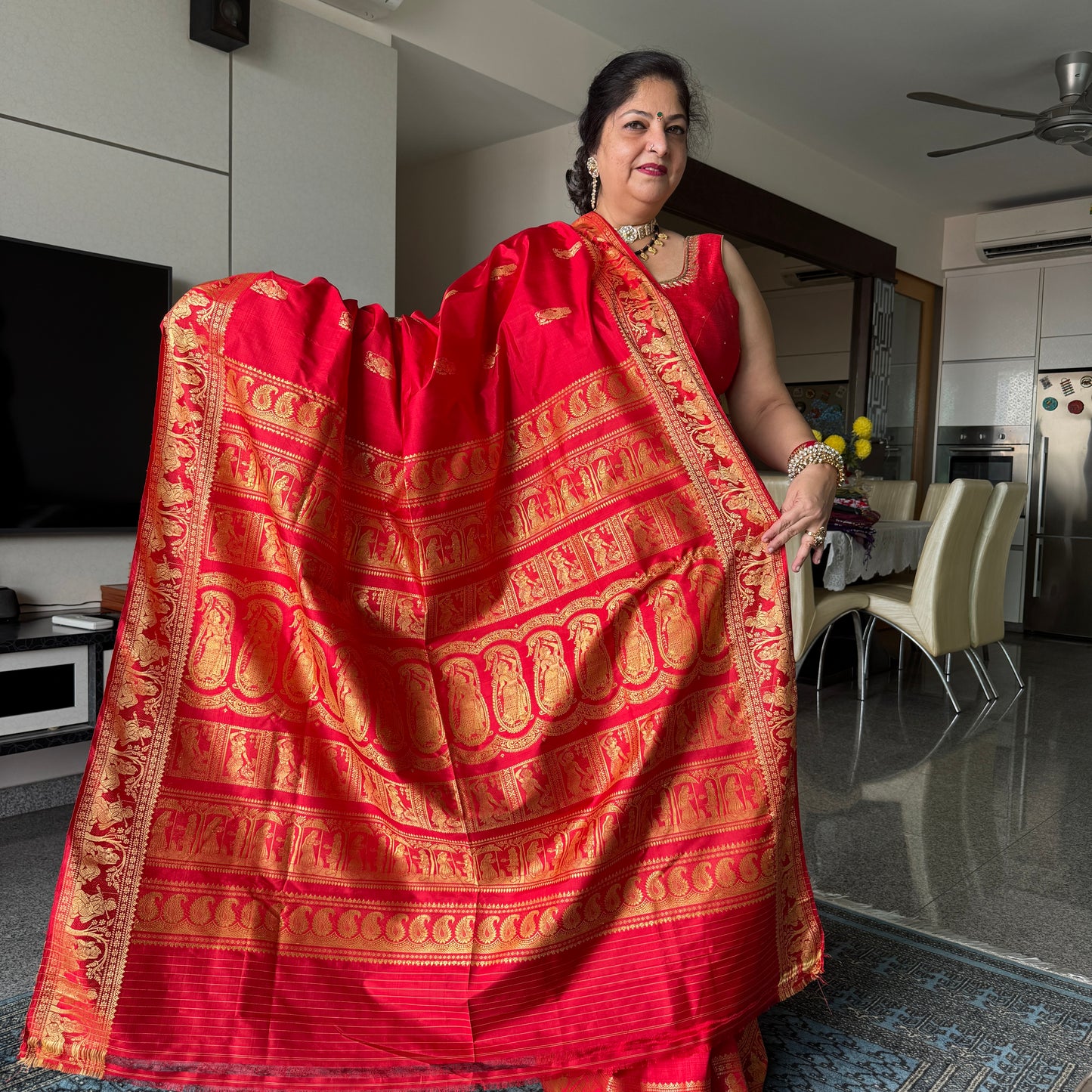 Regalia: Red Baluchari Silk Saree