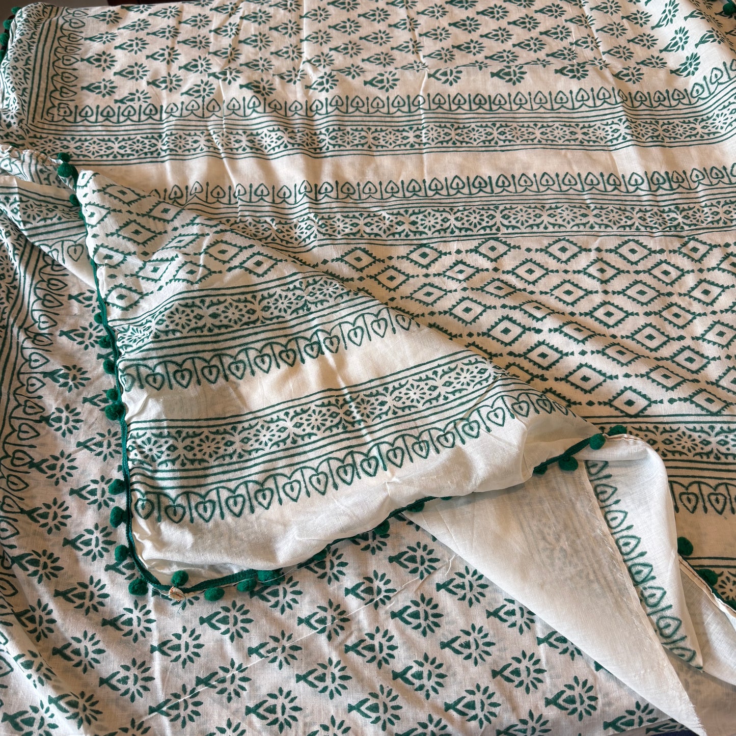 Trisha: White Cotton Sanganeri Block Print Saree